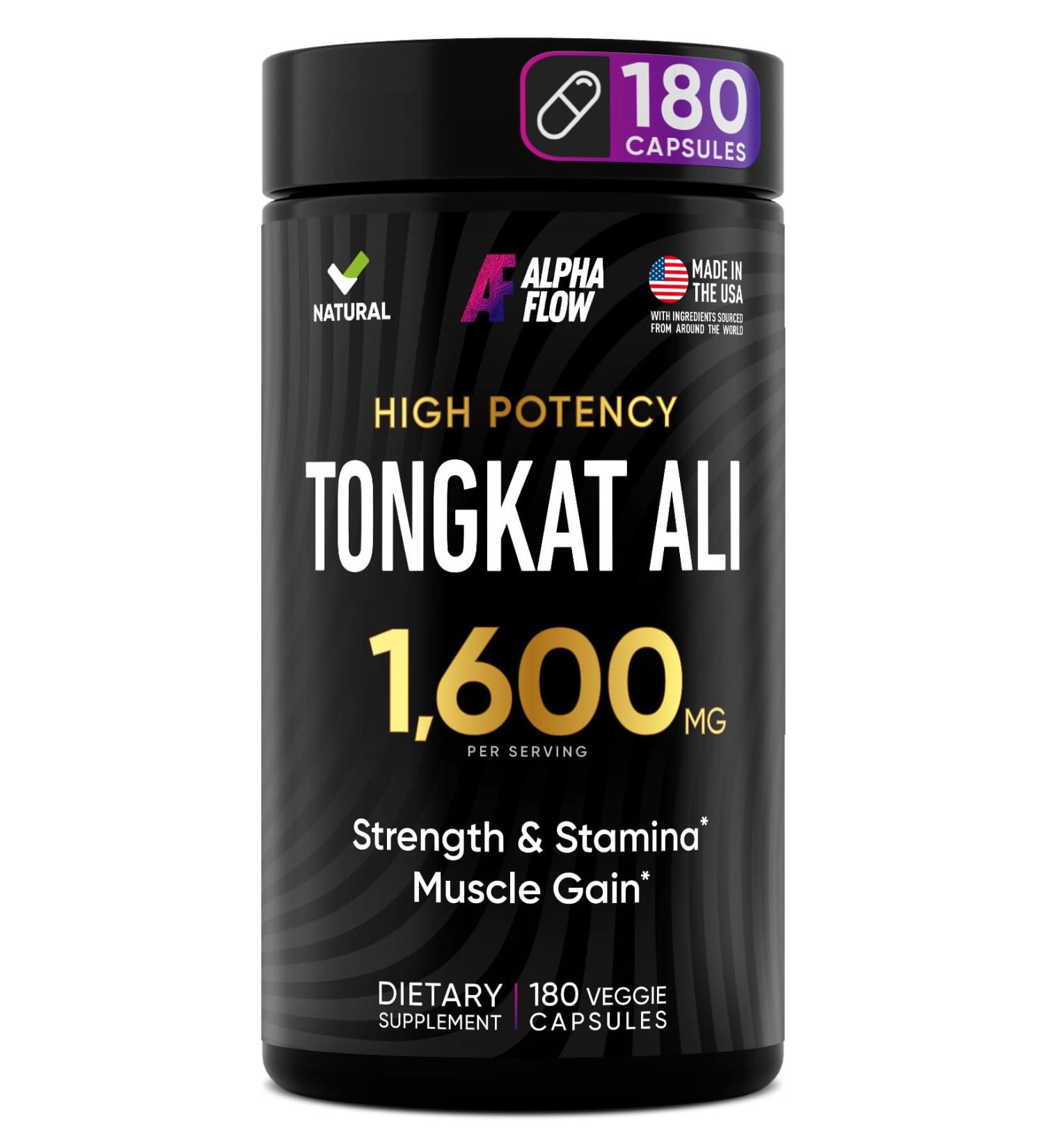 Tongkat Ali Supplement 1600MG - Longjack Eurycoma Longifolia Extract for Men - Maca Root & Black Currant Oil - 180 Capsules for Enhanced Performance & Vitality - Buy Online on GoSupps.com