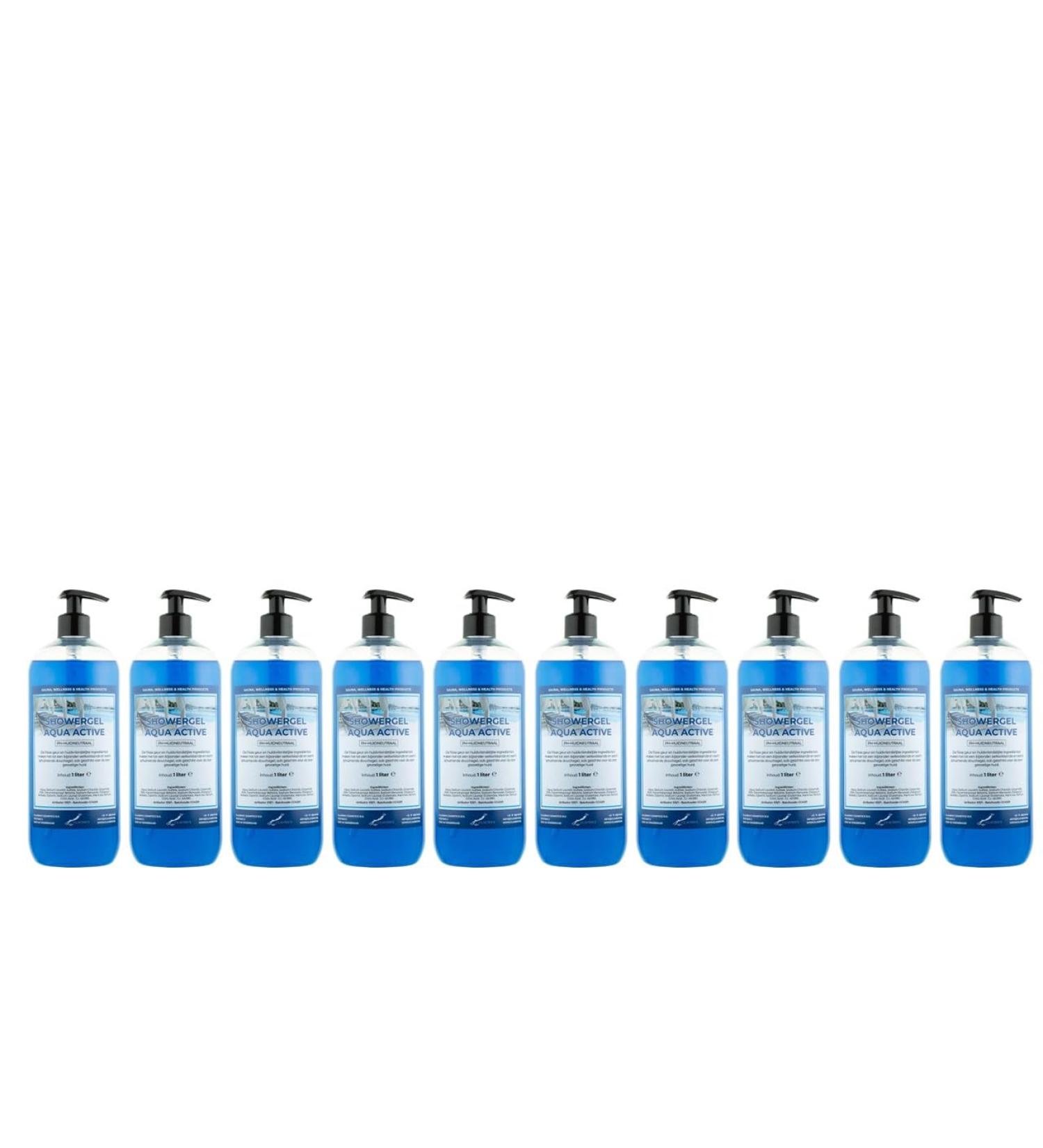 Claudius Showergel Aqua Active 10 x 1 liter with 10 pumps transparent