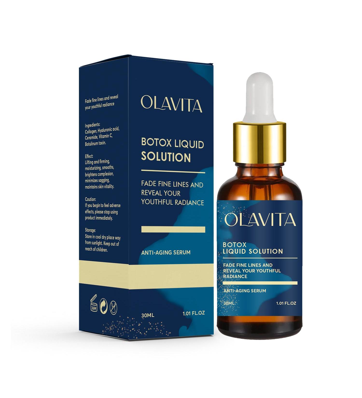 Botox Face Serum Olavita Botox Serum - Liquid Wrinkle Reduction for the Face and Neck Botox Stock Solution Facial Serum for Face Smoothing Fine Lines Firming Skin