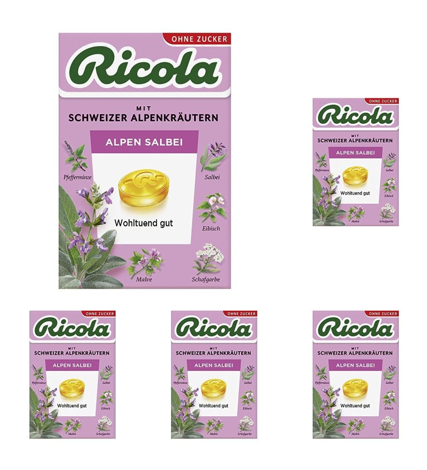 Ricola Alps Sage 50g B xli Original Swiss herbal candies with 13 alpine herbs soothing sage & vitamin C sugar-free 1 x 50g (pack with 5) 50 g (5 pack) 1 Pack