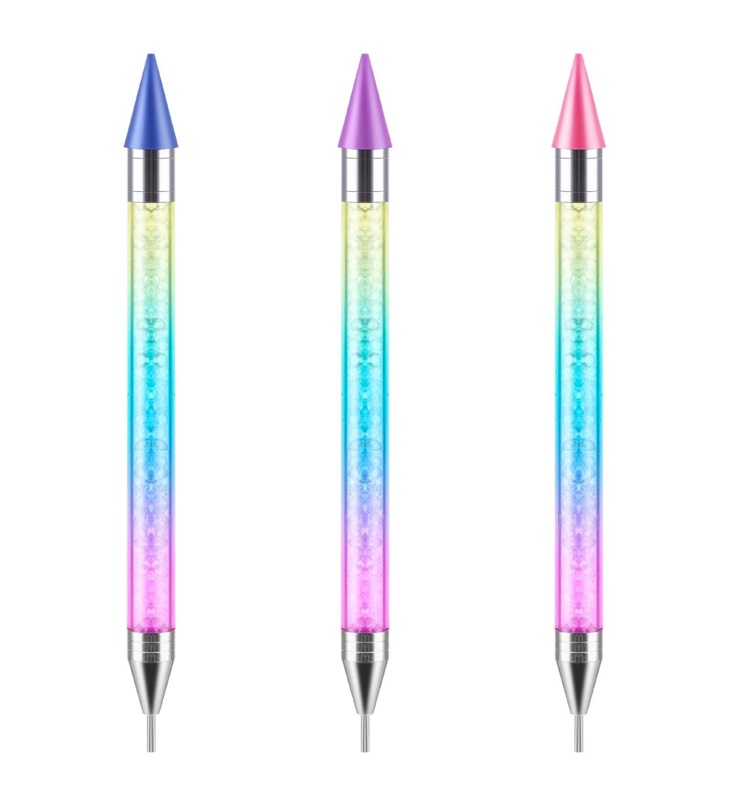 Bewudy 3 Pcs Nail Rhinestone Picker Dotting Pen Set | Dual-ended Wax Pencil Tool for Nail Art DIY Decoration | Jewelry Dotting Pen in Blue Pink Purple - Buy Online on GoSupps.com