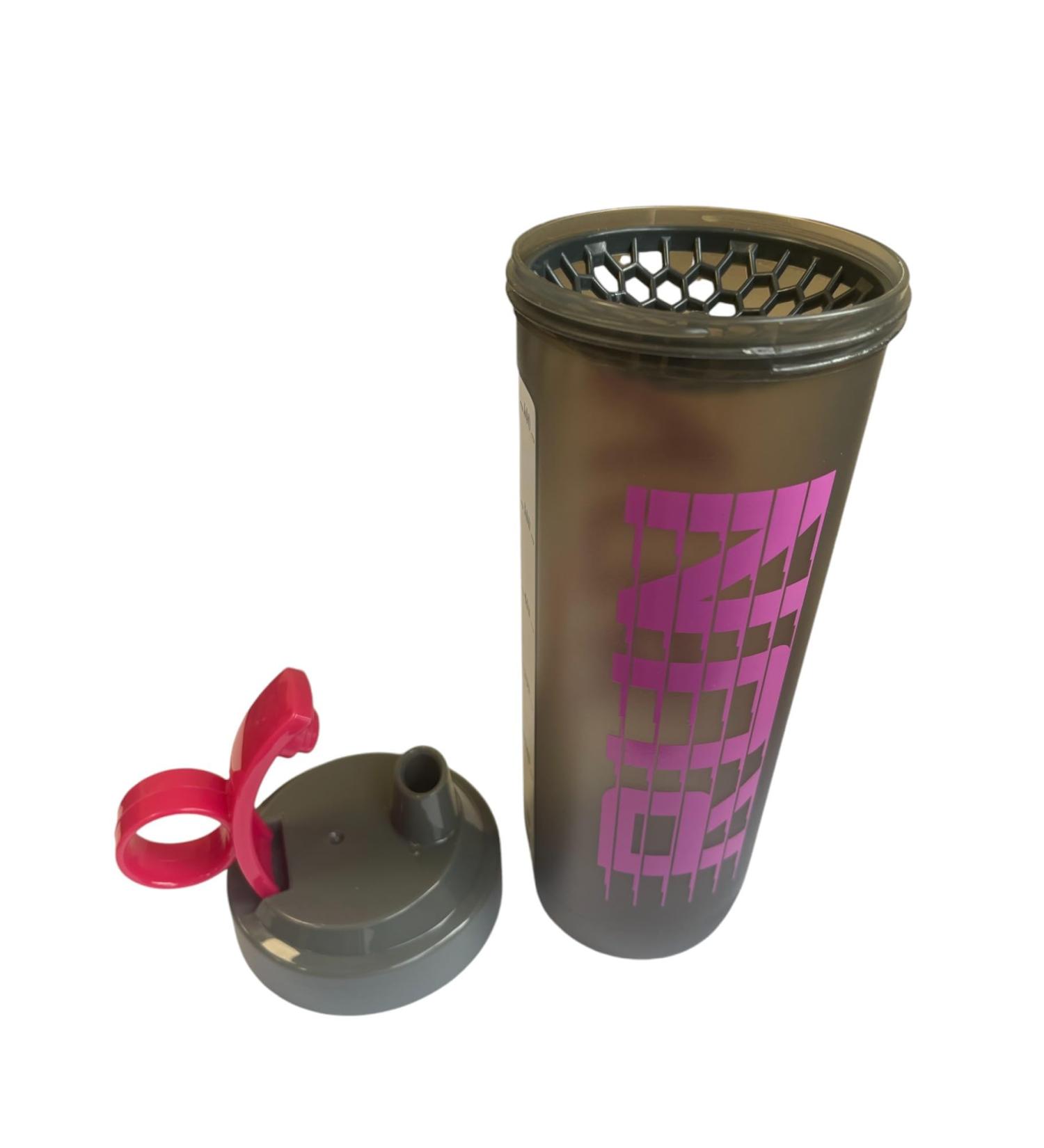 Bouteille Shaker de prot ines avec bouchon - Rose Gris