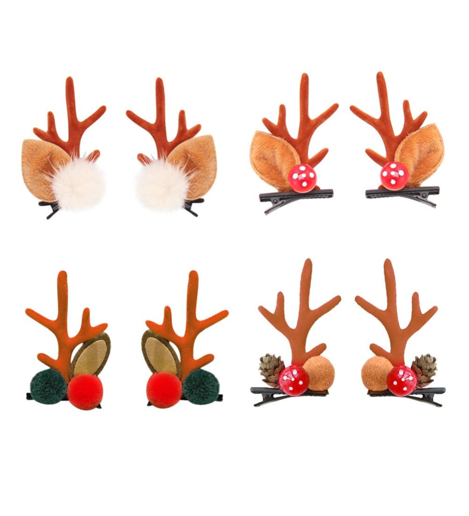4 Pairs Christmas Deer Antler Hair Clips Cute Antler Hairpins Christmas Hair Clips Lovely Xmas Party Headwear for Children (Style 1) Picture 1 - Buy Online on GoSupps.com