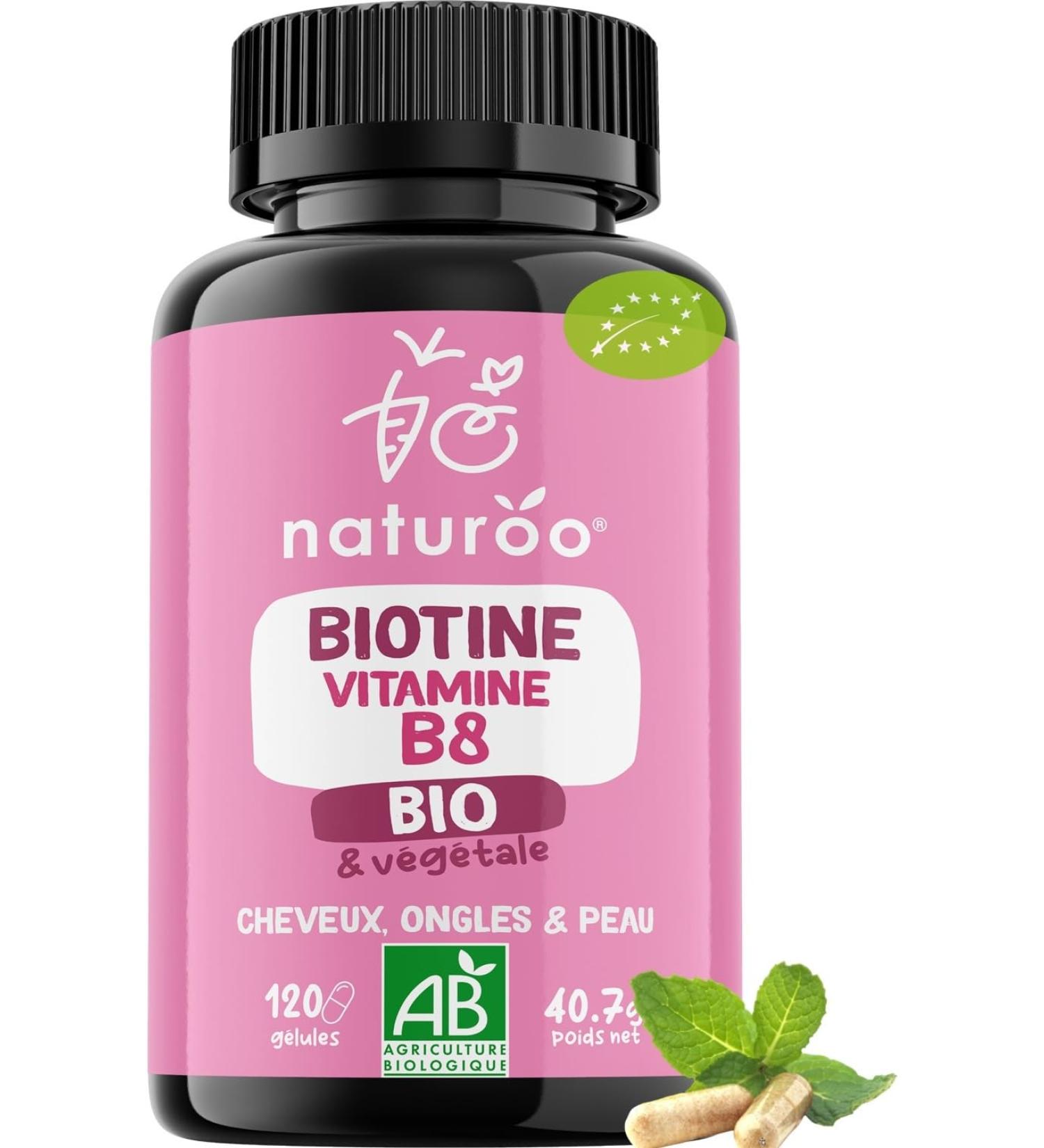 Biotine Vitamine B8 BIO - V g tale & biologique - 120 G lules Vegan (4 mois) - Cheveux Peau Ongles Syst me Nerveux - Haute Assimilation - Fabriqu en France - Buy Online on GoSupps.com