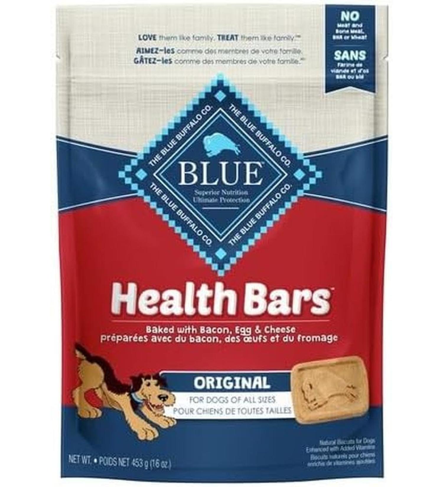 Blue Buffalo Health Bars Bacon Egg & Cheese Natural Dog Treats 16oz Bacon Egg & Cheese Case BLUE Health Bars - Buy Online on GoSupps.com