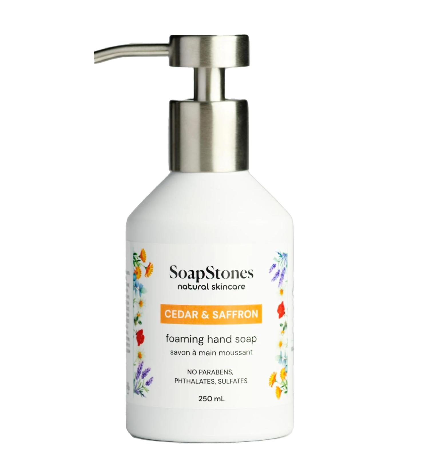 Soapstones Natural Skincare Foaming Hand Soap - 250 mL - Moisturizing Soft and Hydrating Formula (Cedar & Saffron) - Buy Online on GoSupps.com