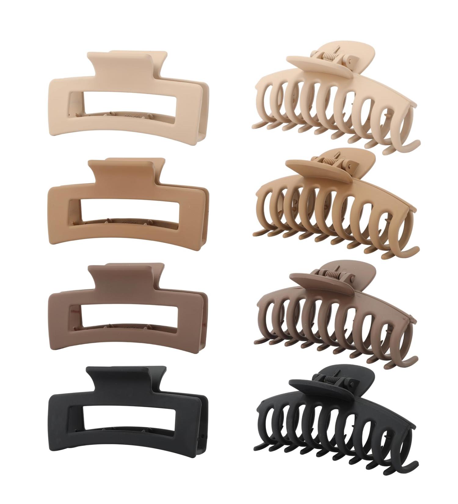 Zou.rena Hair Claw Clips for Women & Girls - 8-Piece Set Perfect for Short Thin & Long Thick Hair 3.35-3.5 Inches Strong Hold Neutral Colors - Buy Online on GoSupps.com