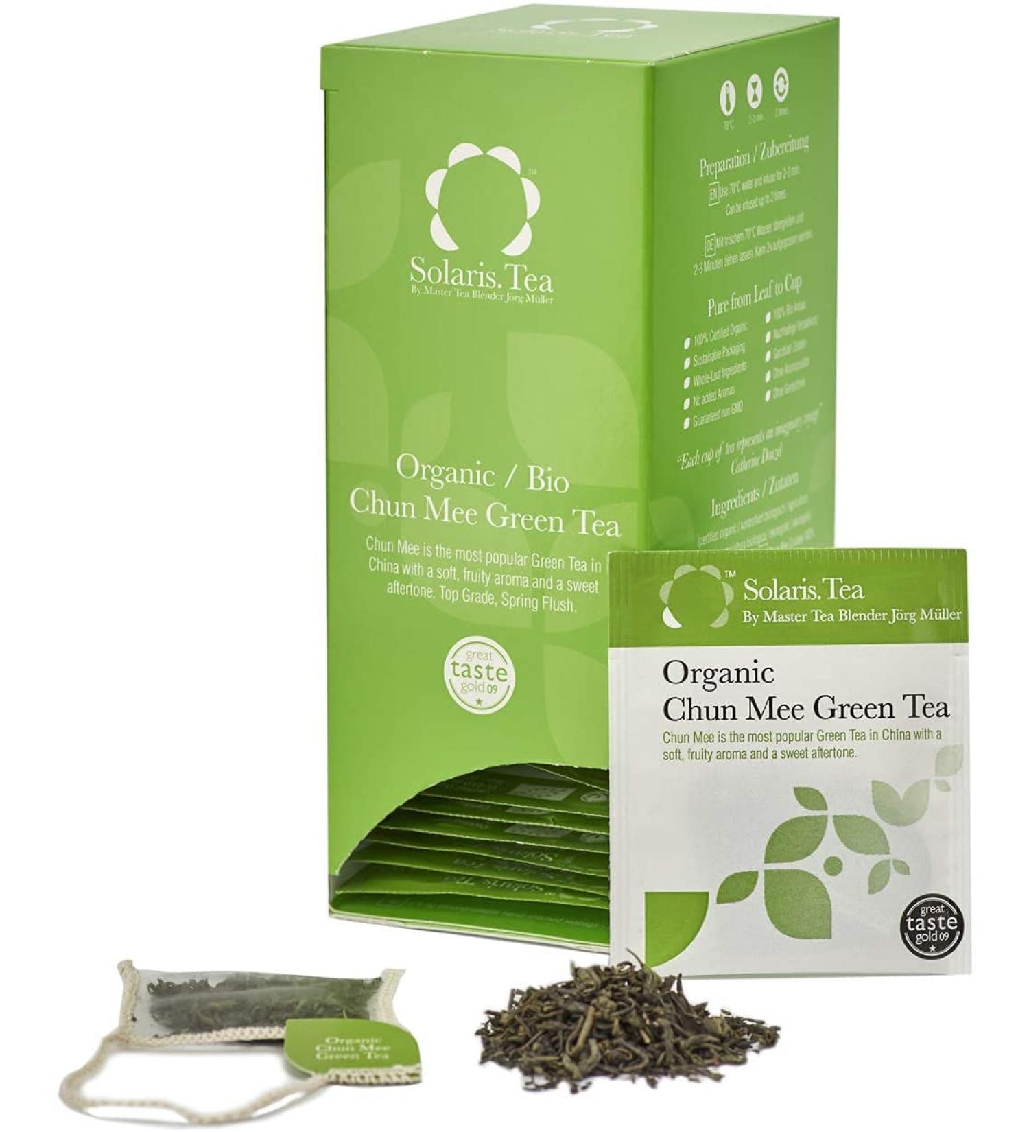 Buy Solaris Tea Organic Chun Mee Green Tea - 40 Silk Bags | Premium Green Tea 60g - International Shipping Available - Buy Online on GoSupps.com