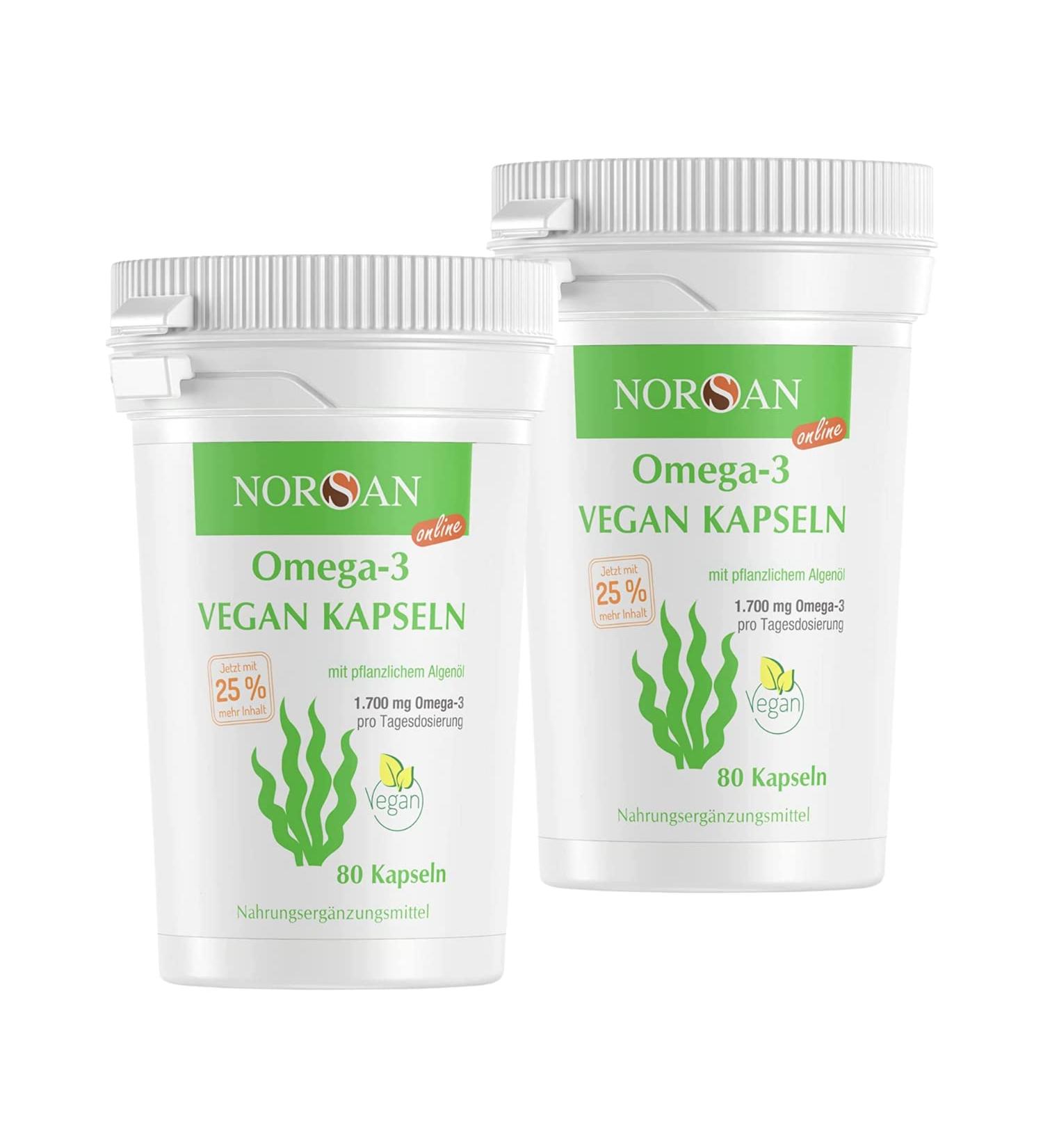Norsan Premium Omega 3 Vegan Capsules 2 Pack - 1 700mg Omega 3 Daily Dose 420mg EPA & 840mg DHA Sustainable Algae Oil - Buy Now! - Buy Online on GoSupps.com