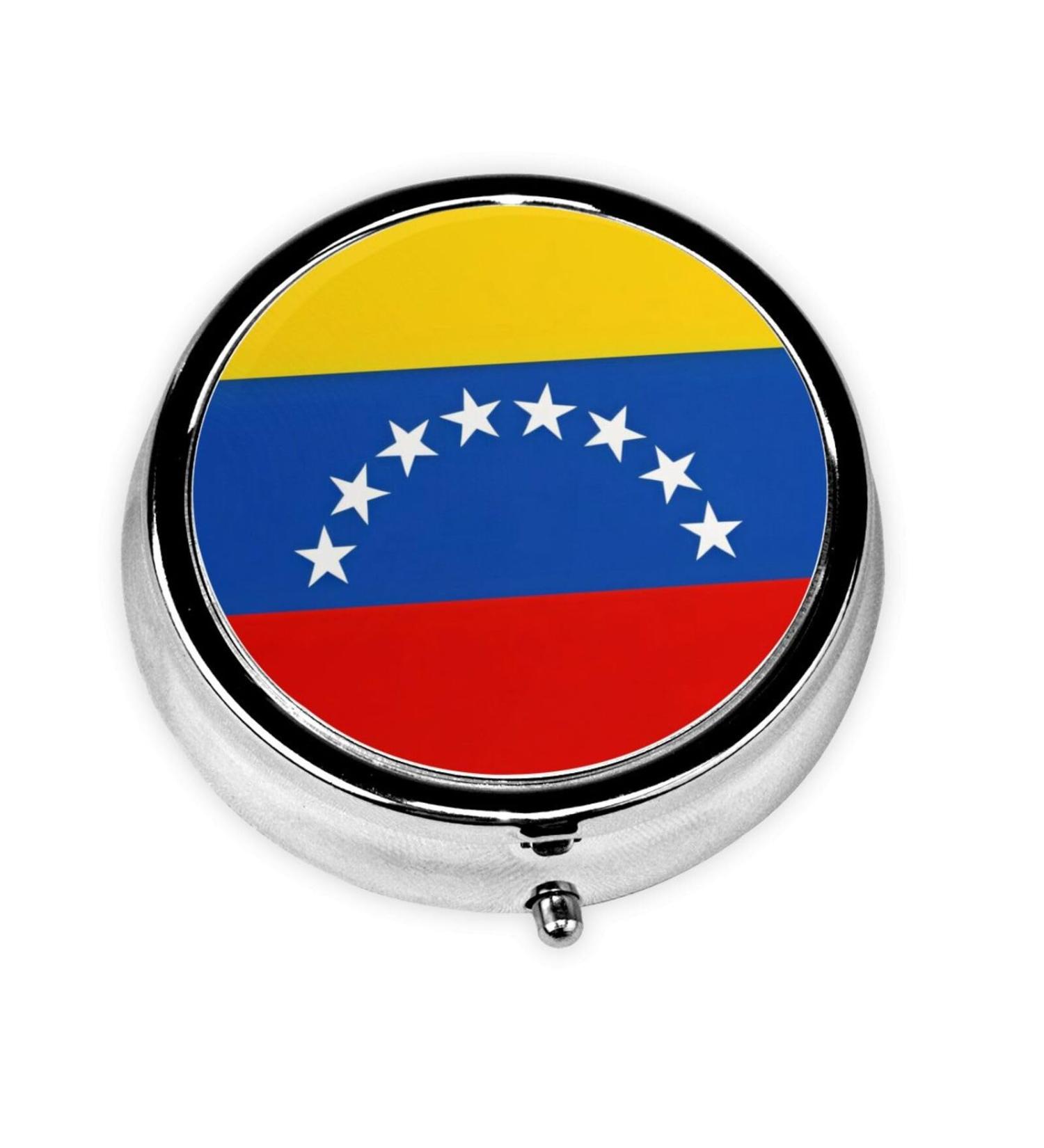 Venezuela Flag Portable Metal Pill Box | 3-Compartment Mini Organizer for Travel - Essential for Small Pills - Buy Online on GoSupps.com