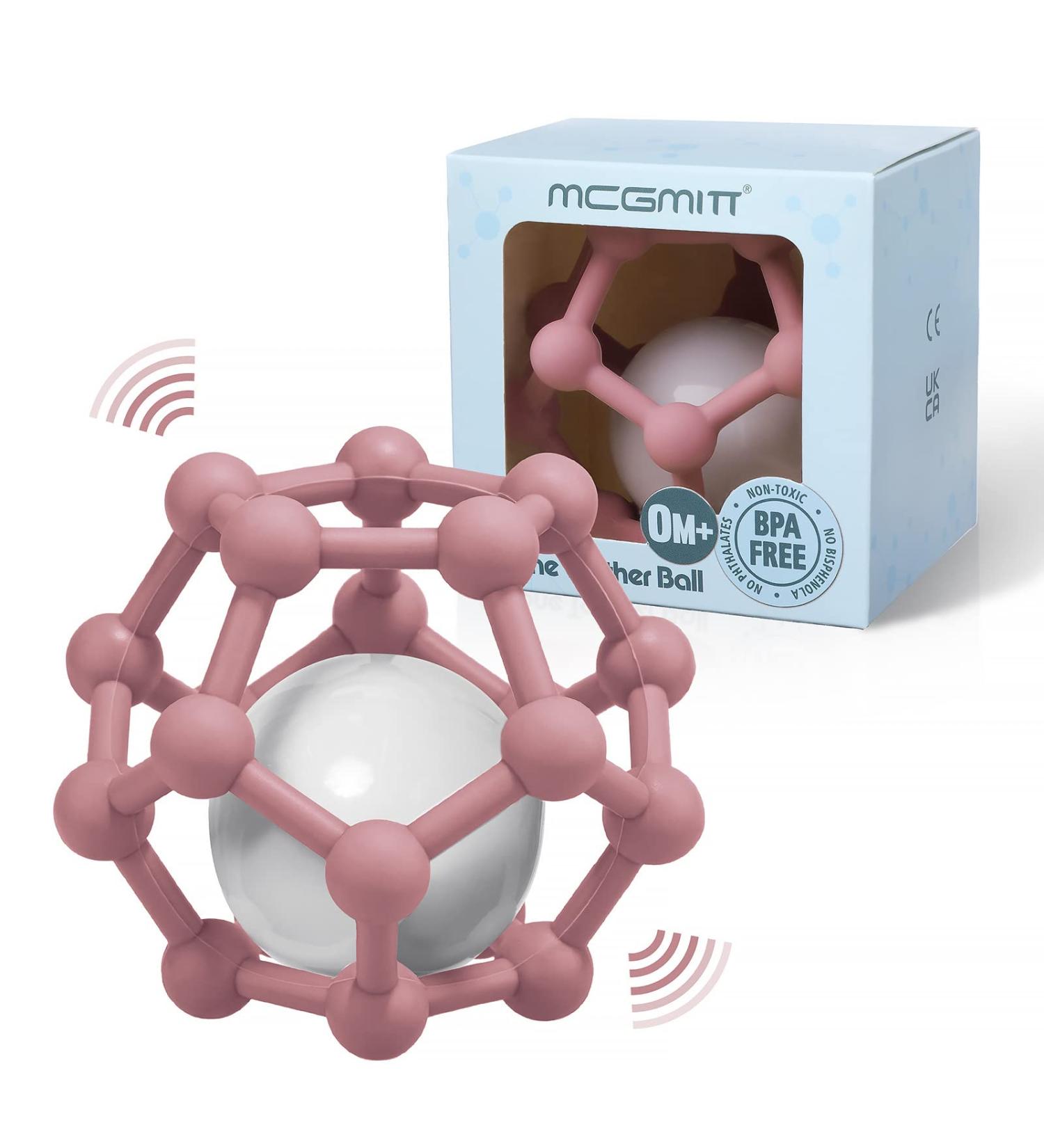 MCGMITT Baby Rattle Teething Ball Toy | Soft Silicone Sensory Teether for Babies 0-12 Months | Shaker Toy Gift (Deeppink) - Buy Online on GoSupps.com