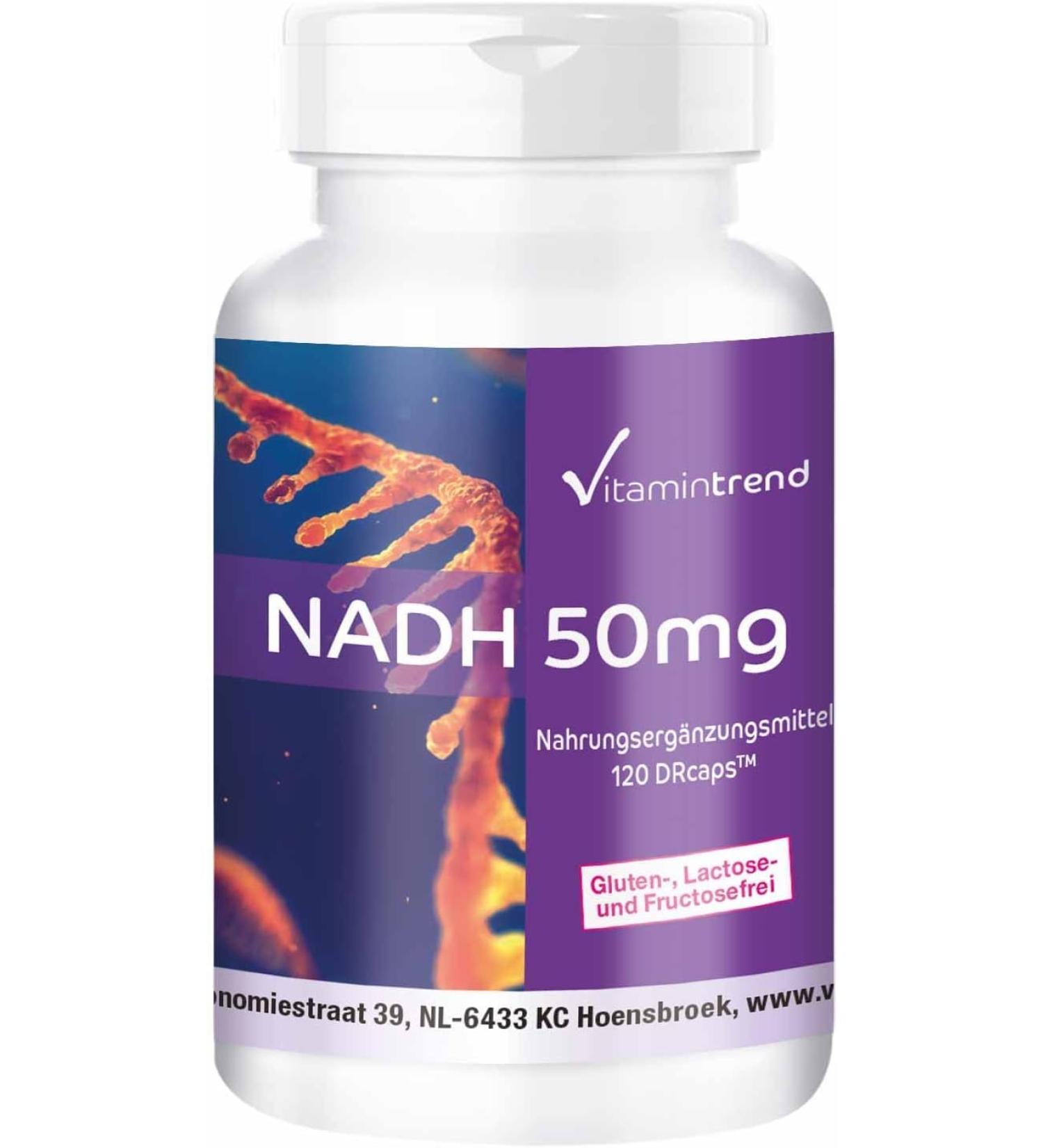 NADH 50mg - 4-Month Supply | 120 Vegan Capsules - High Dose with Delayed Release | Vitamintrend - Premium International Shipping - Buy Online on GoSupps.com