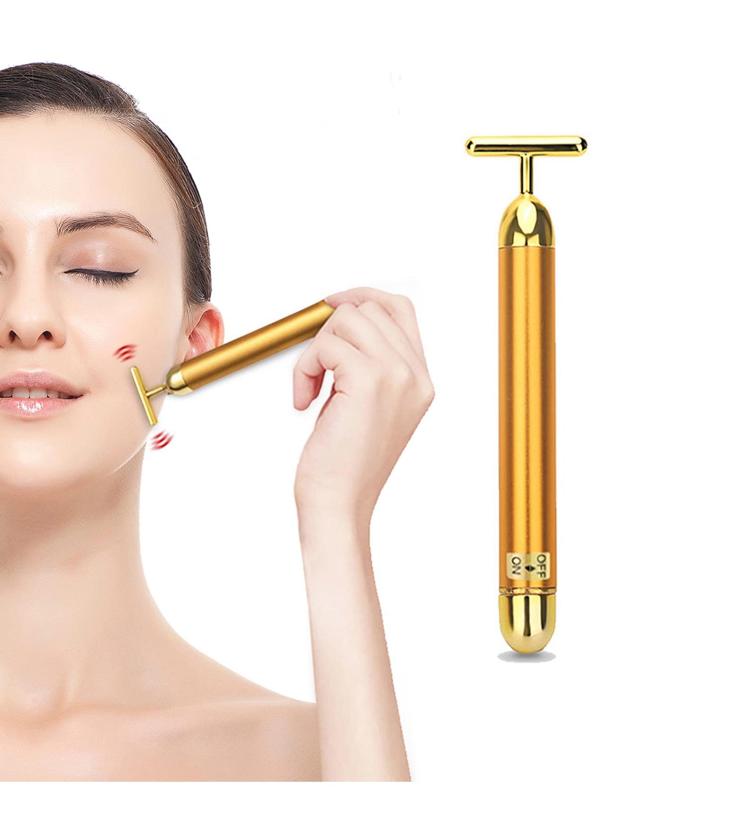 Beauty Bar Gold Facial Massager | Electric T-Shape Tool for Face Lifting and Firming | Anti-Wrinkles Skin Tightening | Gold - Buy Online on GoSupps.com