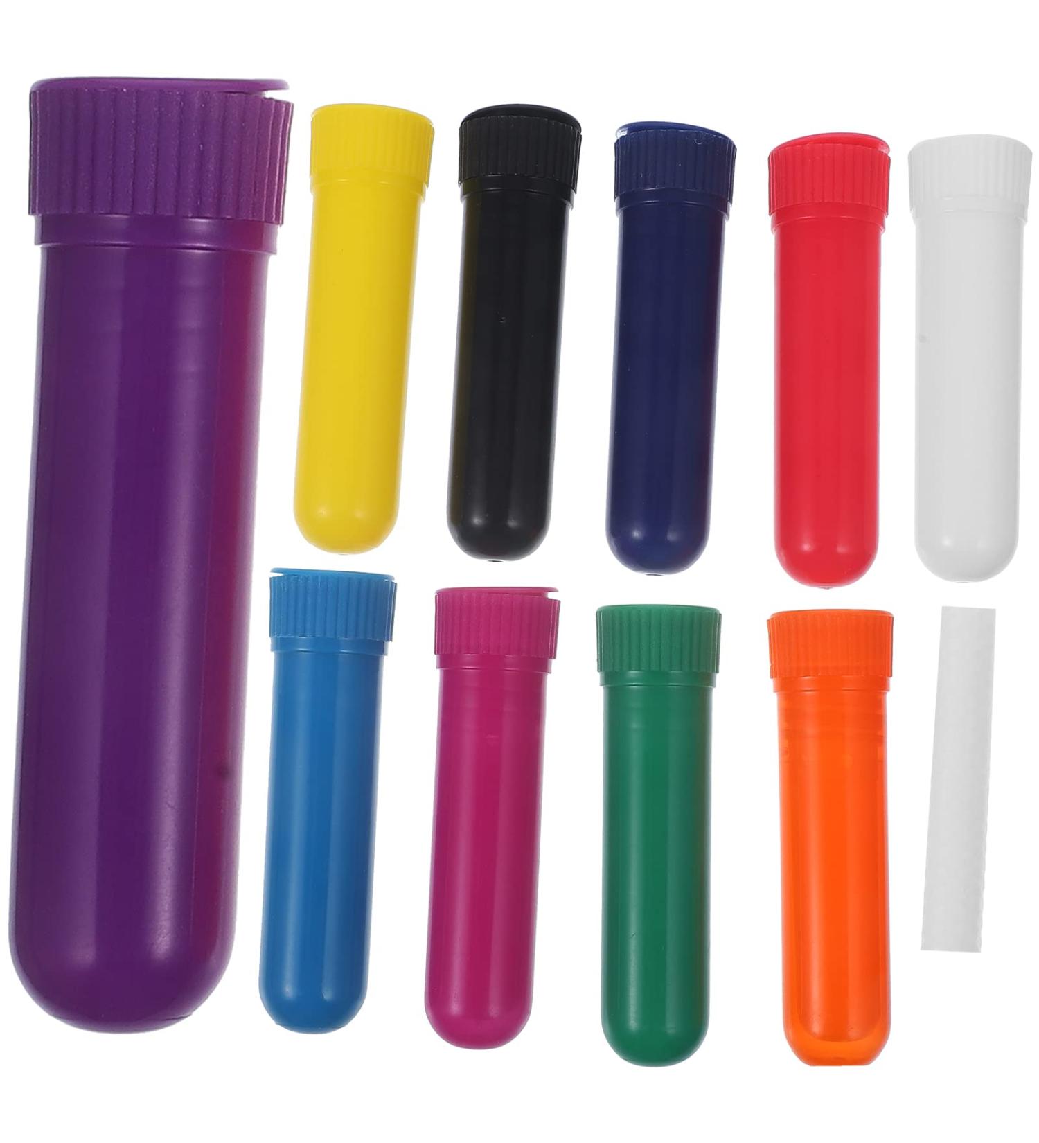 Healifty 12pcs Nasal Inhaler Tubes - Aromatherapy Blank Nasal Inhalers with Cotton Wicks - Mixed Color - Buy Online on GoSupps.com