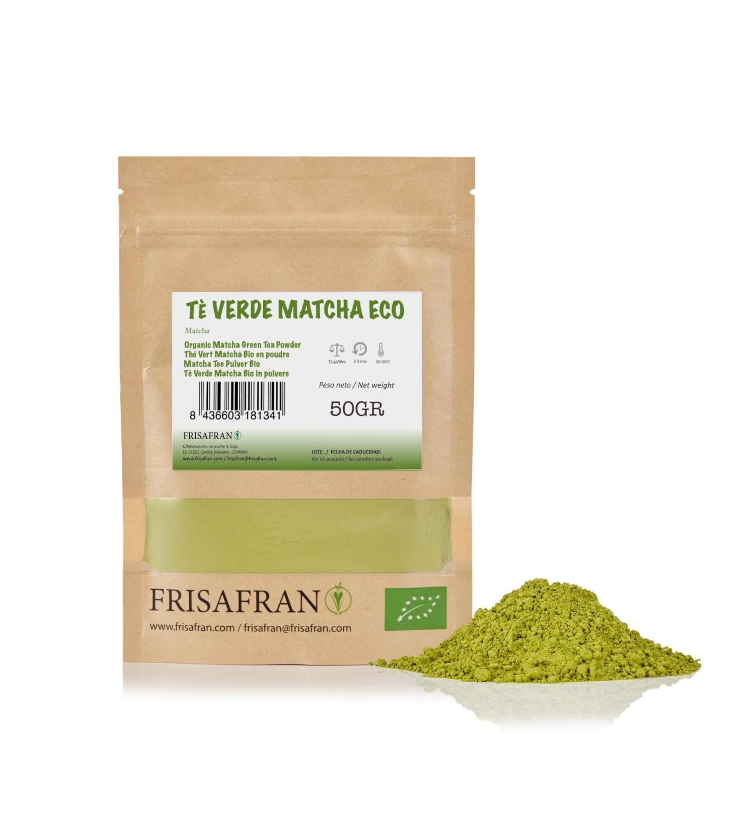 FRISAFRAN | Poudre de Matcha Latte Bio 50g | Th vert | Th Matcha 100% naturel | Poudre de Matcha japonaise | nergisant et Antioxydant | matcha sans additifs | Th vert v g talien | Tonus Minceur - Buy Online on GoSupps.com