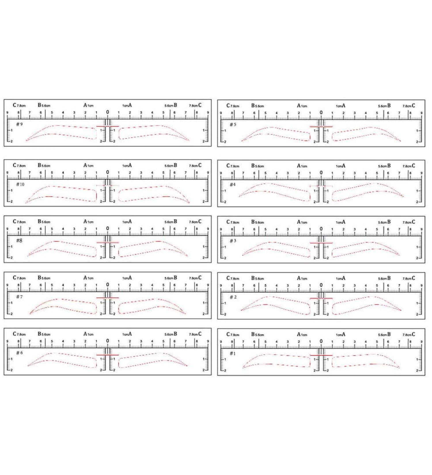 YIZHUO Brow Stamp Tool | Eyebrow Ruler Sticker & Microblading Stencils | 50Pcs Different Shapes | Permanent Makeup Measure Tool - Buy Online on GoSupps.com