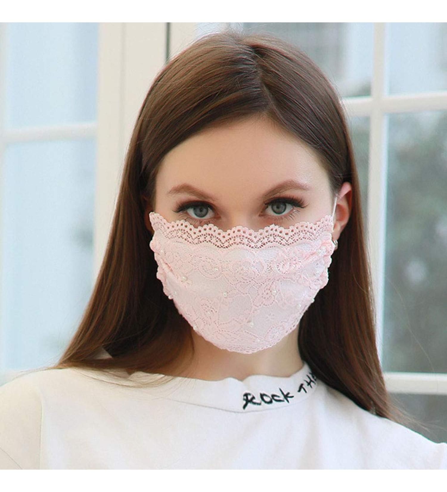 Sttiafay Pink Lace Wedding Bridal Mouth Cover - Reusable & Washable Mask for Women - Buy Online on GoSupps.com