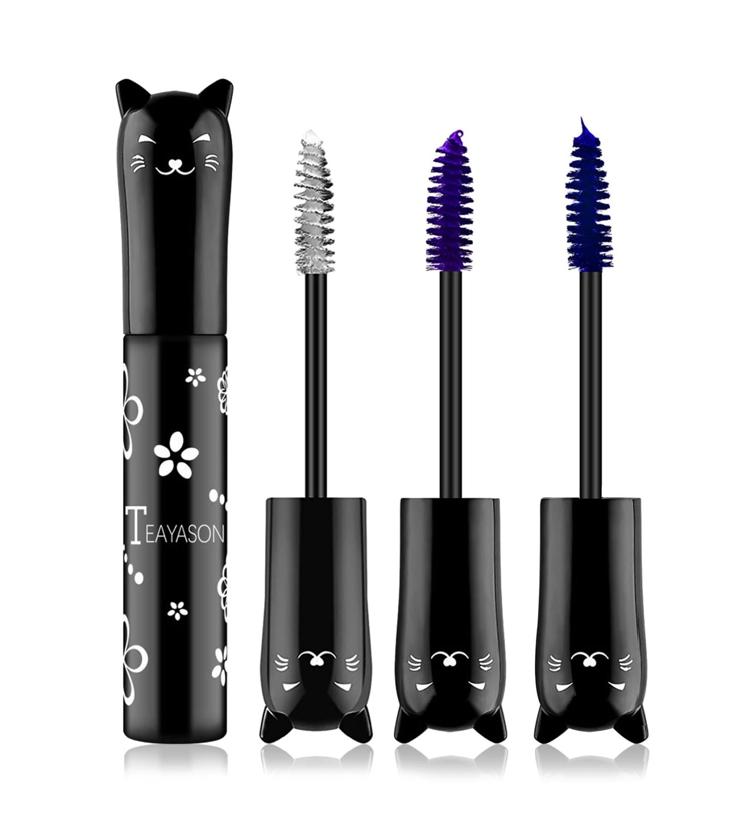 3PCS White Purple Blue Mascara Set Colored Mascara Waterproof Long Lasting Volumizing Thick Lengthening Curling Defining Charming Mascara Makeup Gift for Women Girls - Buy Online on GoSupps.com