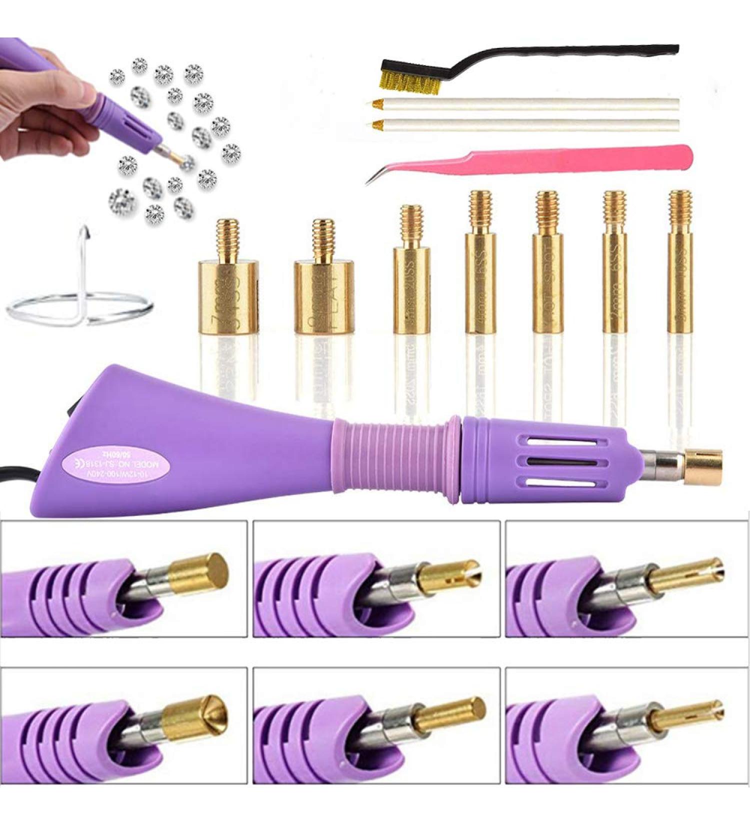 Hotfix Applicator Kit - 7-in-1 Rhinestone Wand with 7 Tips, 2 Pencils, and Tweezers - Buy Online on GoSupps.com
