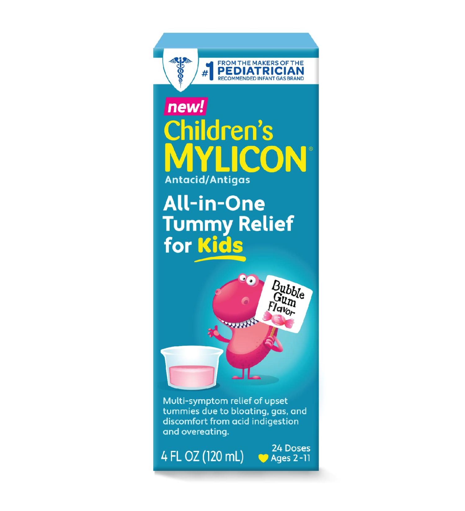 Children's Mylicon All-in-One Tummy Relief Bubble Gum Flavor 4oz - Fast-Acting Gas & Bloating Relief - Buy Online on GoSupps.com