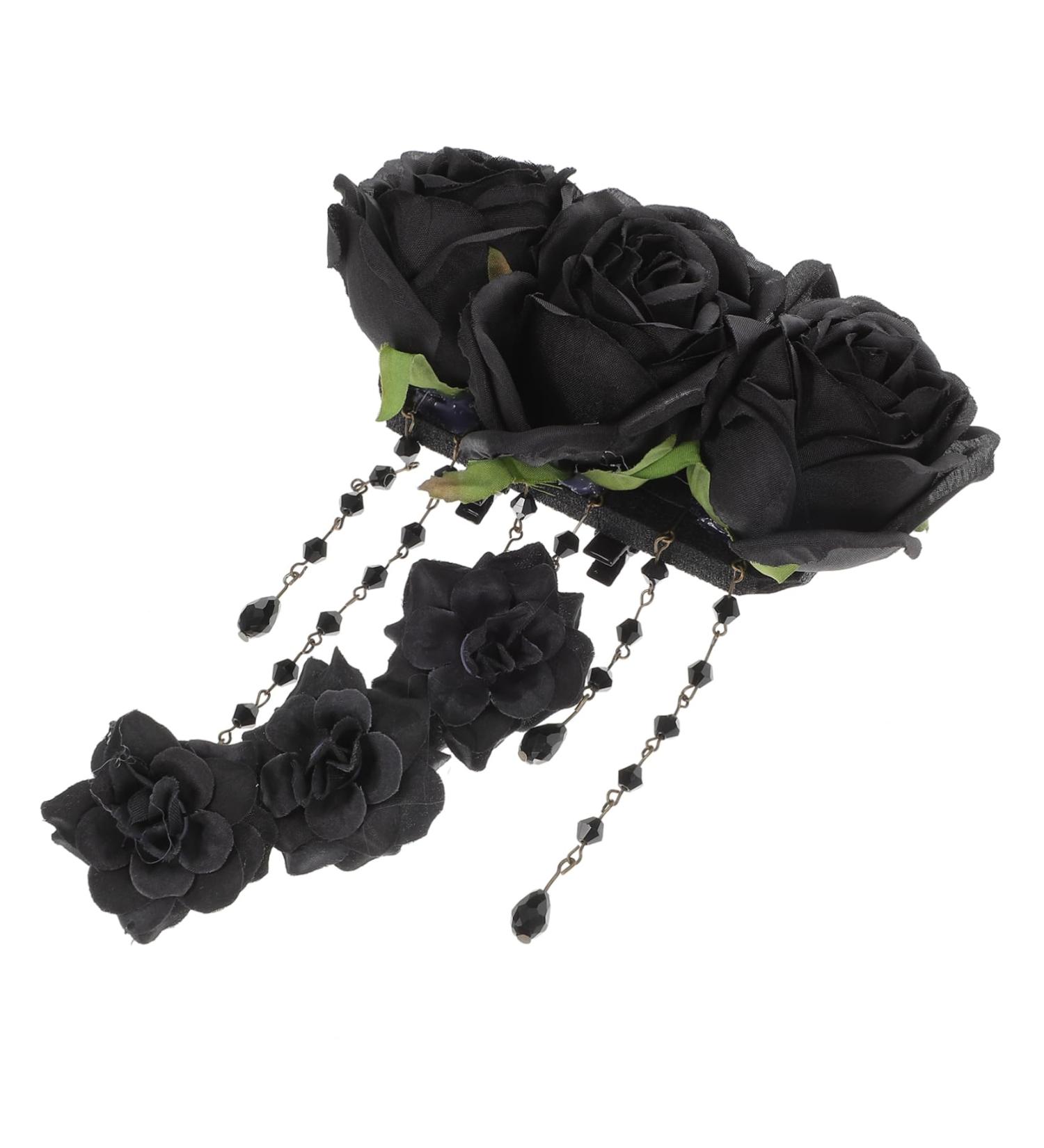 Ipetboom Rose Hair Clip Halloween Hair Accessories Women's Hair Clips Cosplay Hair Accessories Party Hair Accessories Black Headband Tiara Gothic Black Rose Hairpin Gothic Hairpin Girl Gel - Buy Online on GoSupps.com