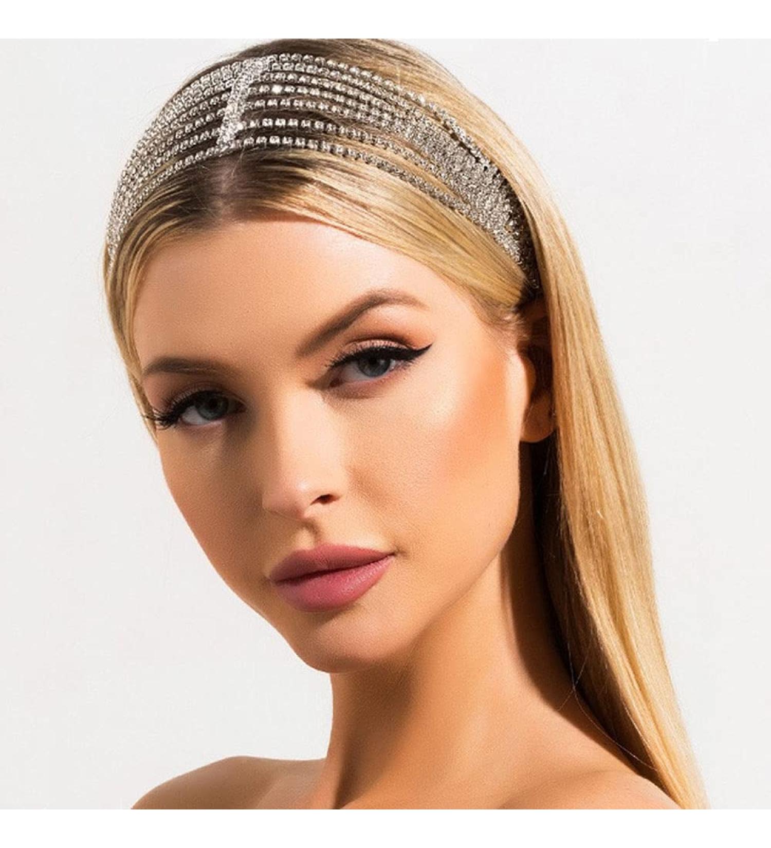 STONEFANS Rhinestone Layered Headpiece | Bridal Silver Elastic Headband for Women and Girls - Buy Online on GoSupps.com