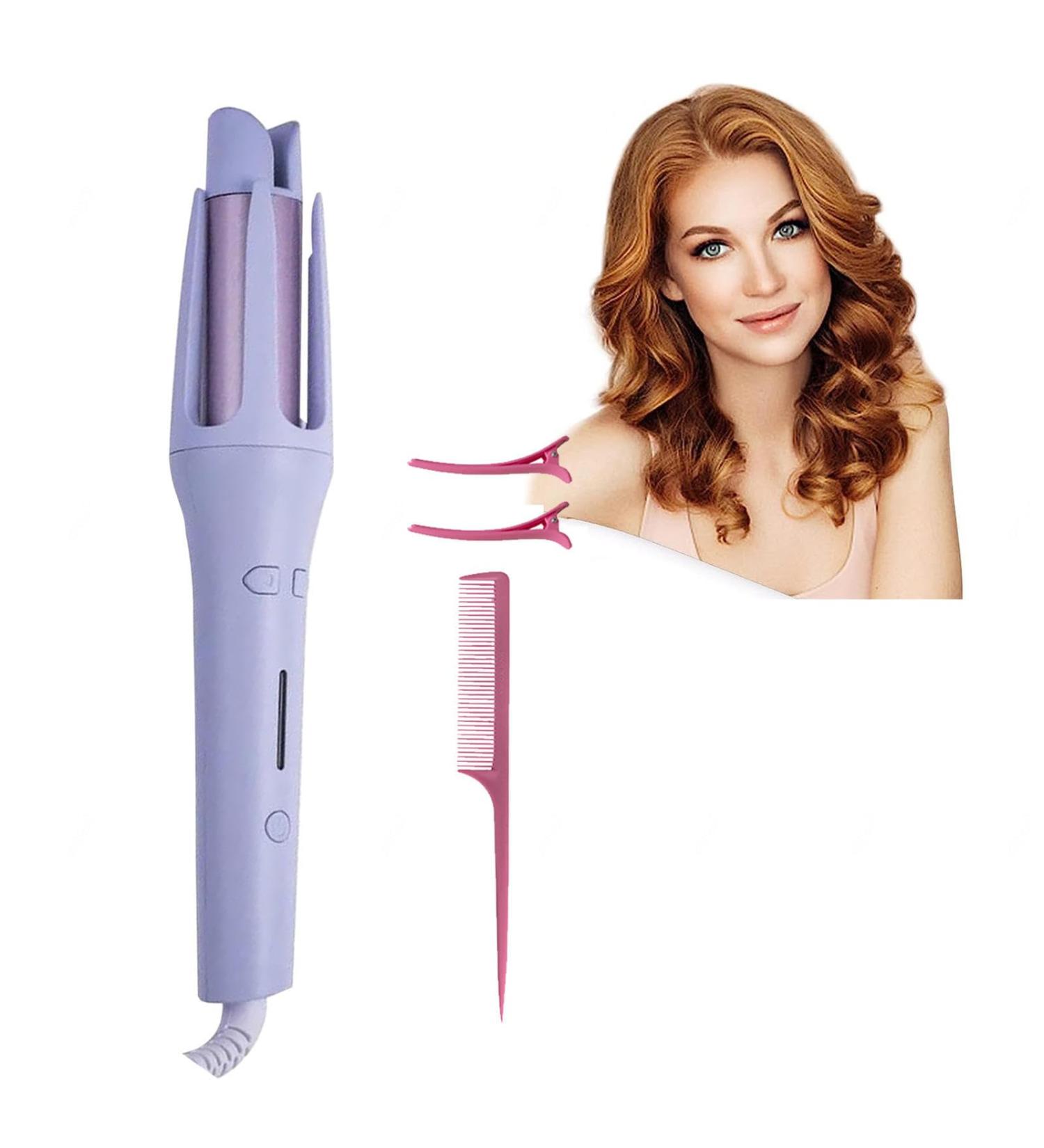 Automatic Curling Iron 1 Inch Curly Hair Machine Auto Shut Off Fast Heating for Hair Styling Hair Iron Curler Purple - Buy Online on GoSupps.com
