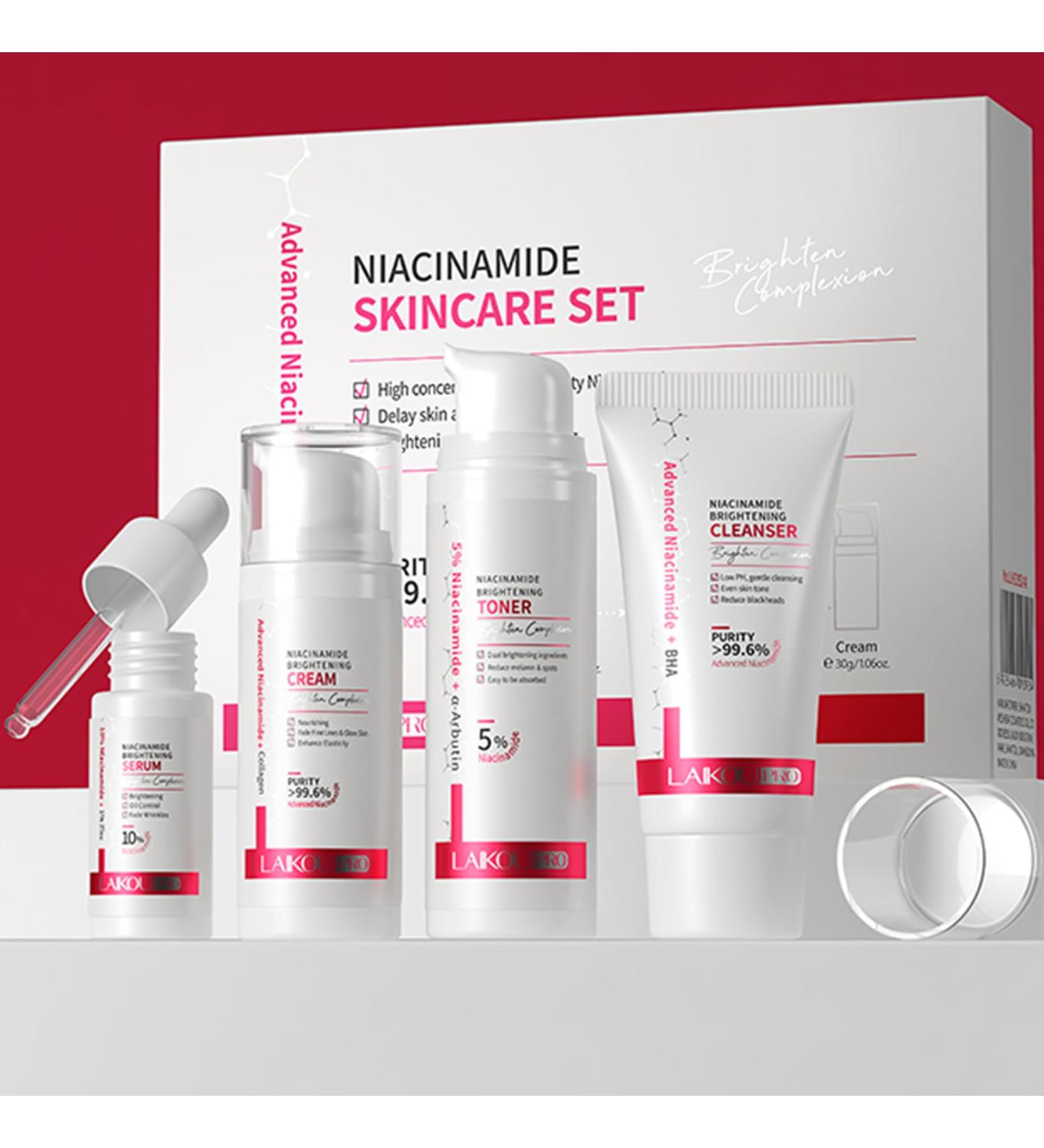 Niacinamide Skincare Set - Hydrate & Even Skin Tone | Travel-Friendly 4pcs Kit for Women Moms & Teens - Perfect Birthday Gift - Buy Online on GoSupps.com