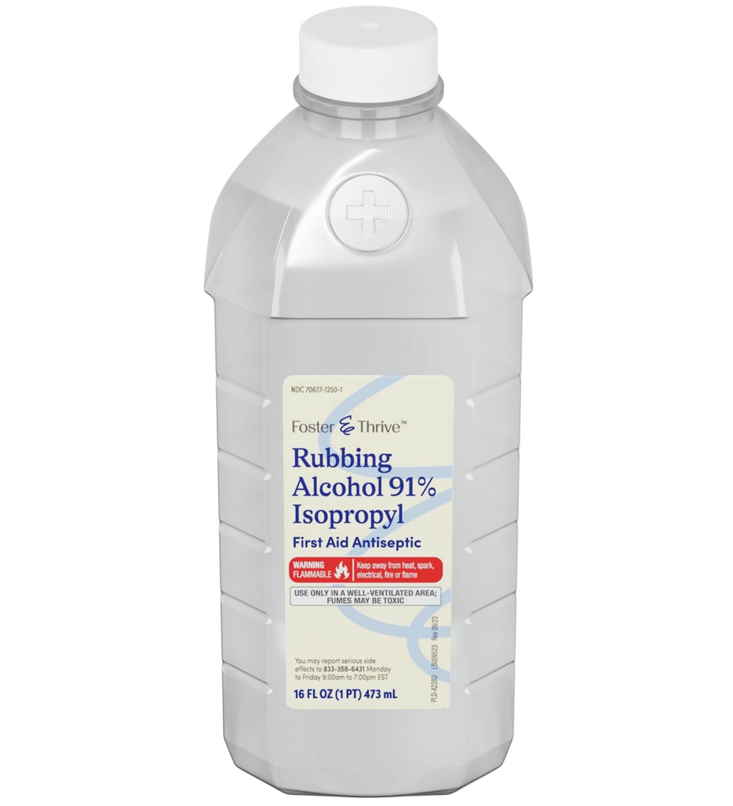 Foster & Thrive 91% Isopropyl Alcohol | First Aid Antiseptic for Cuts Scrapes & Burns - 16 Fl. oz - Safe & Effective - Buy Online on GoSupps.com