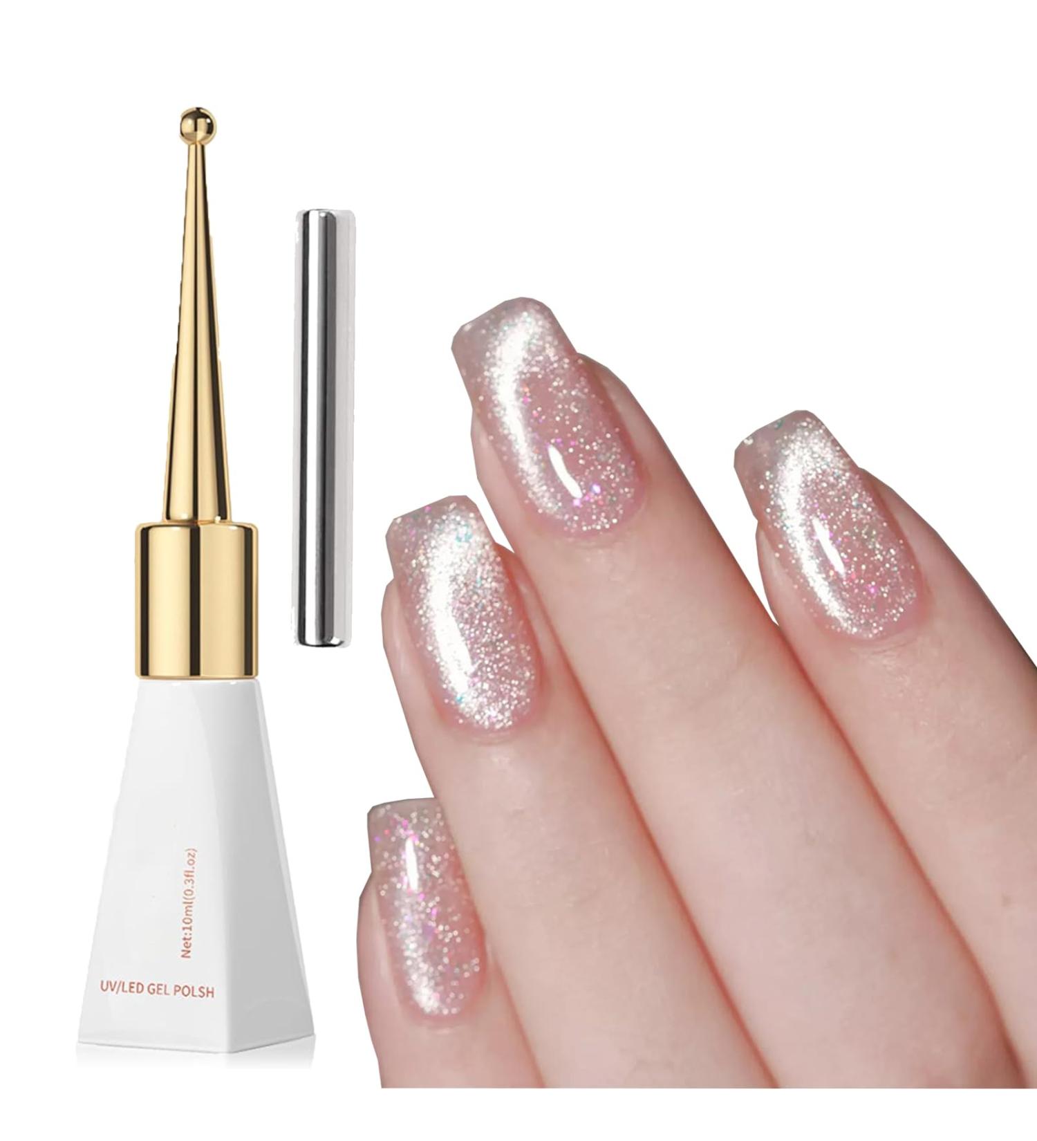 Cat Eye Gel Nail Polish Jelly Pink Magnetic Nail Polish with Magnet Soak-Off UV/LED Holographic Gel Nail Polish DIY Manicure Nail Salon at Home 10ML - Buy Online on GoSupps.com