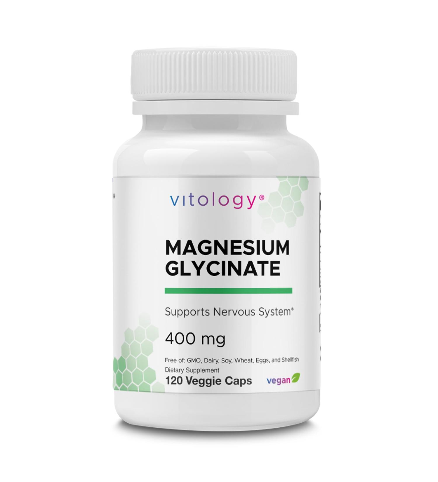 Vitology Magnesium Glycinate 400mg | TRAACS Chelated Form for Calm, Sleep, Muscle & Nerve Support | Gentle on Stomach | 120 Veggie Capsules - Buy Online on GoSupps.com