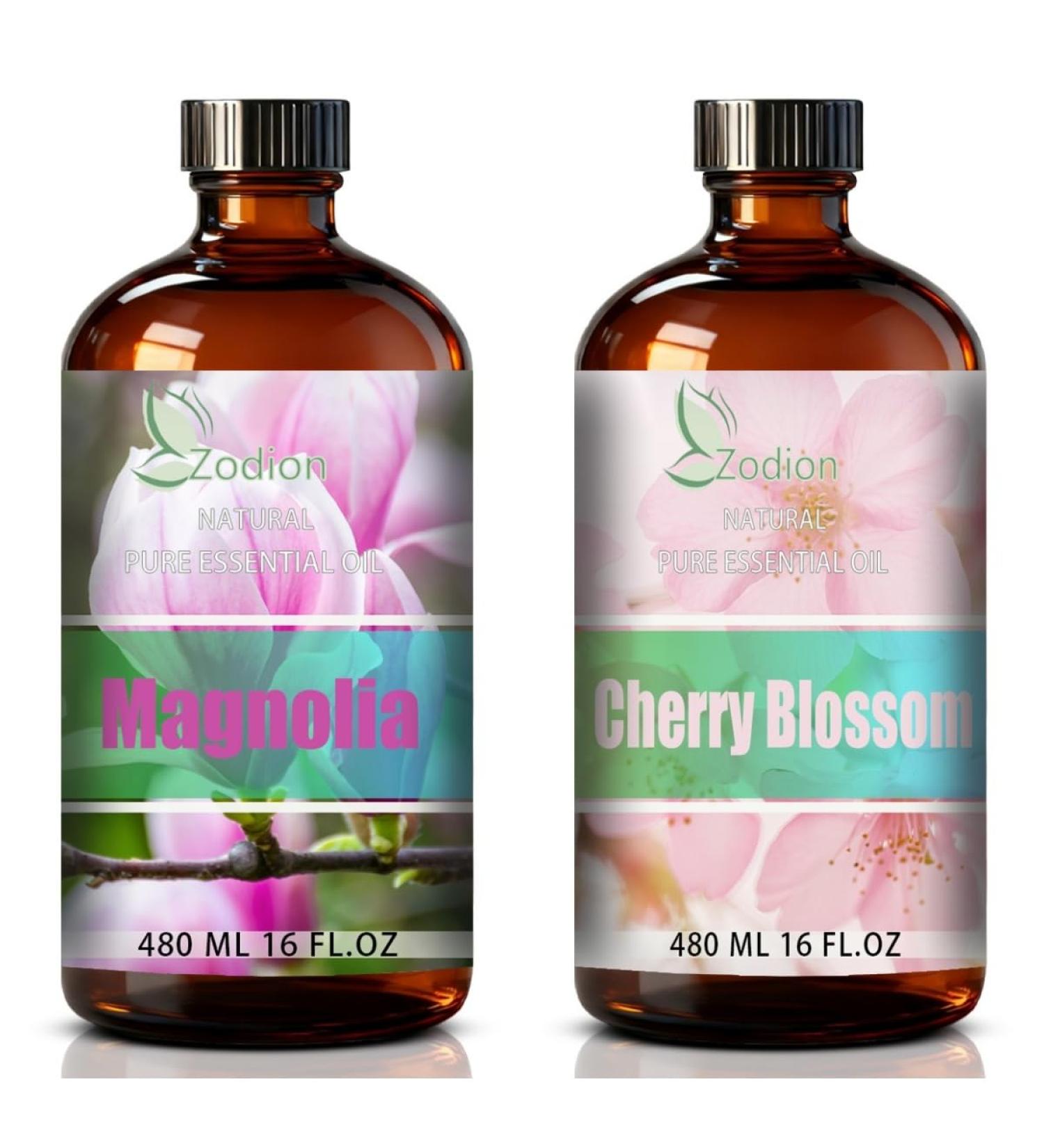Cherry Blossom Essential Oil and Magnolia Essential Oil 16 Fl Oz - Cherry Blossom & Magnolia Oil for Diffuser Aromatherapy Home Fragrance Skin & Hair Care DIY Candle & Soap Making Yoga - Buy Online on GoSupps.com