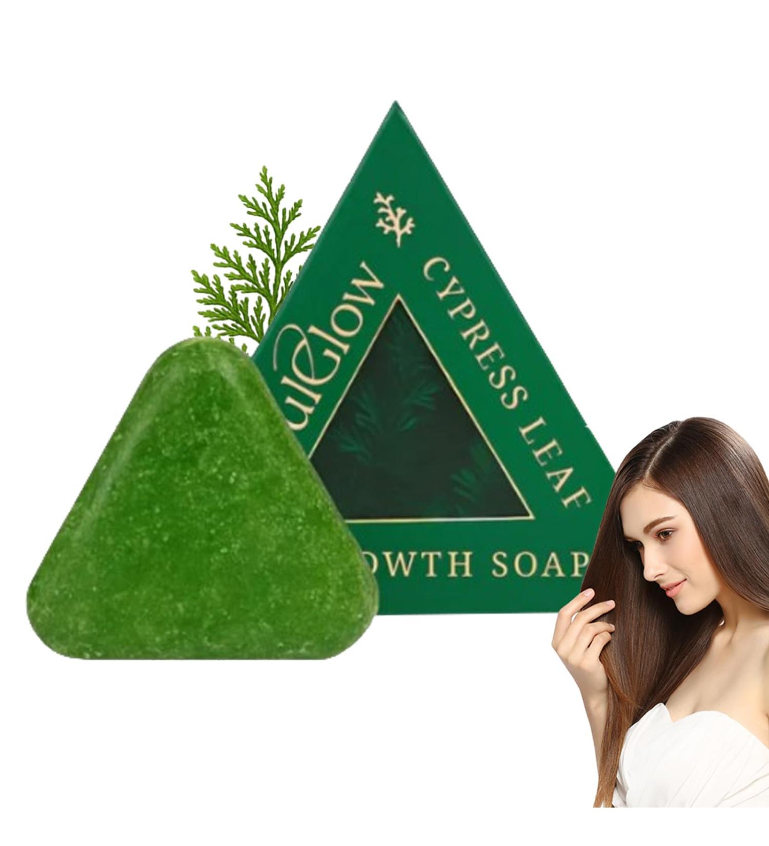 SeoulGlow Cypress Leaf Hair Growth Soap Nature Triangle Shampoo Bar Green Shampoo Bar Usman Grass hampoo ar Calming & Strengthens Hair (1 Pc) - Buy Online on GoSupps.com
