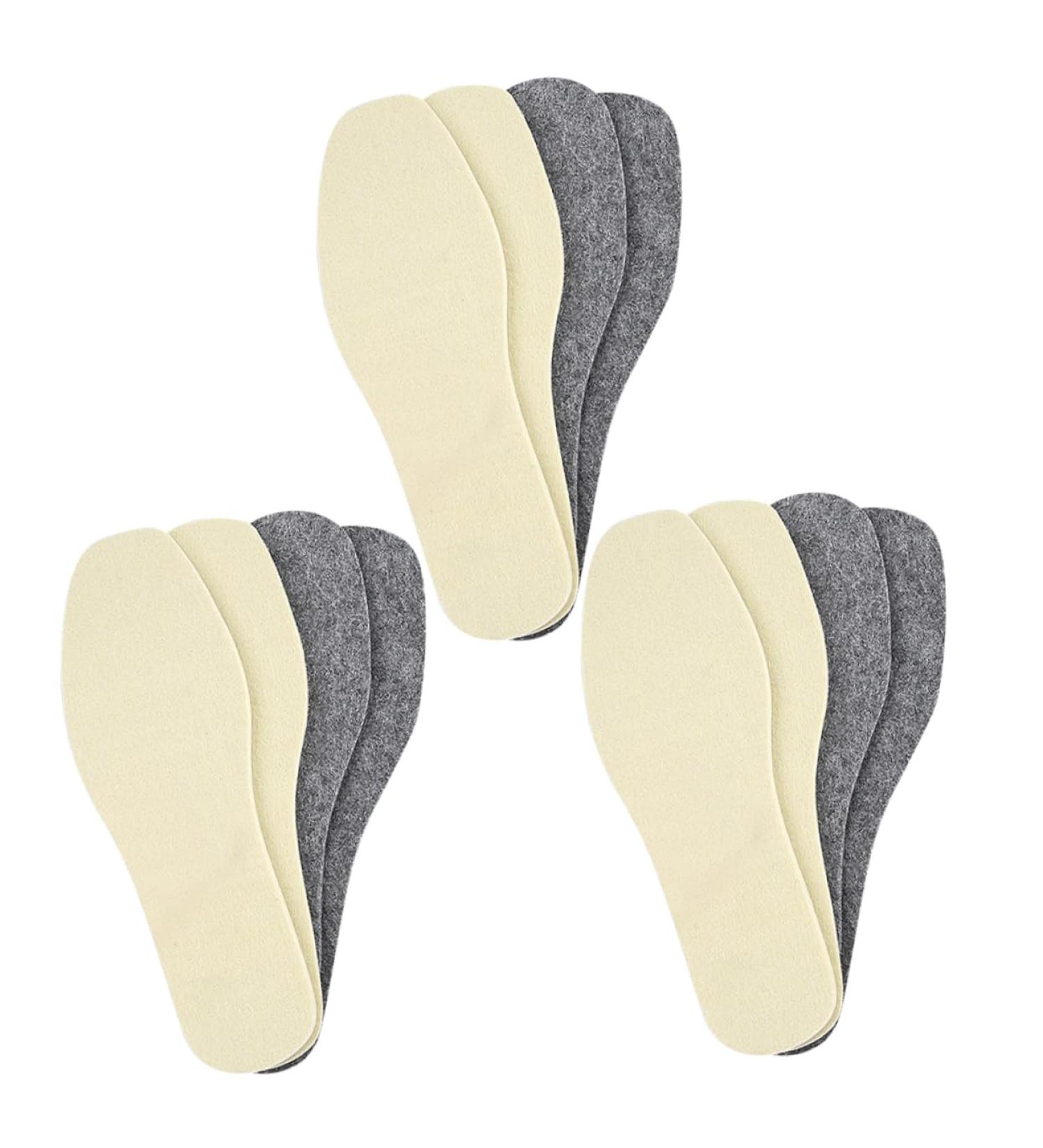 NOLITOY Wool Insoles for Men & Women - 6 Pairs Winter Warm Shoe Inserts - Comfortable Wool Felt Boot Insoles - Perfect for Sports Shoes - 25x8.5cm - Buy Online on GoSupps.com