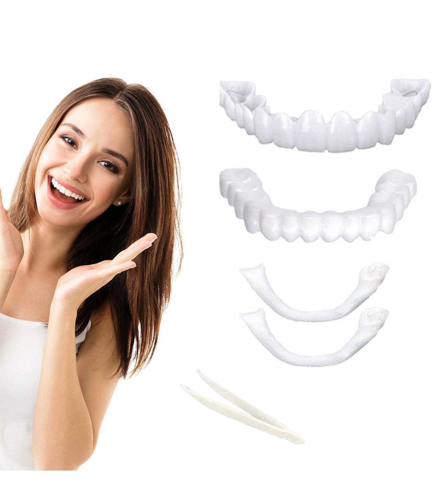 Wrong Teeth Tooth Whitening Set - 2 Pairs Cosmetic Veneers for Instant Smile Makeover | Fake Teeth for Men & Women - Buy Online on GoSupps.com