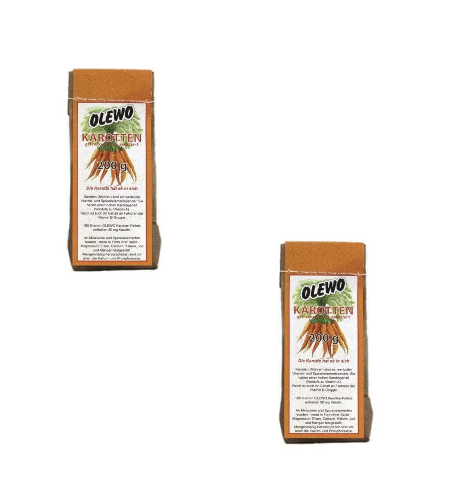 Olewo Carrots Pellets Double Pack | 2 x 200g | Nutrient-Rich Dog Rodent Cat & Bird Feed | Boost Body Defense - Buy Online on GoSupps.com