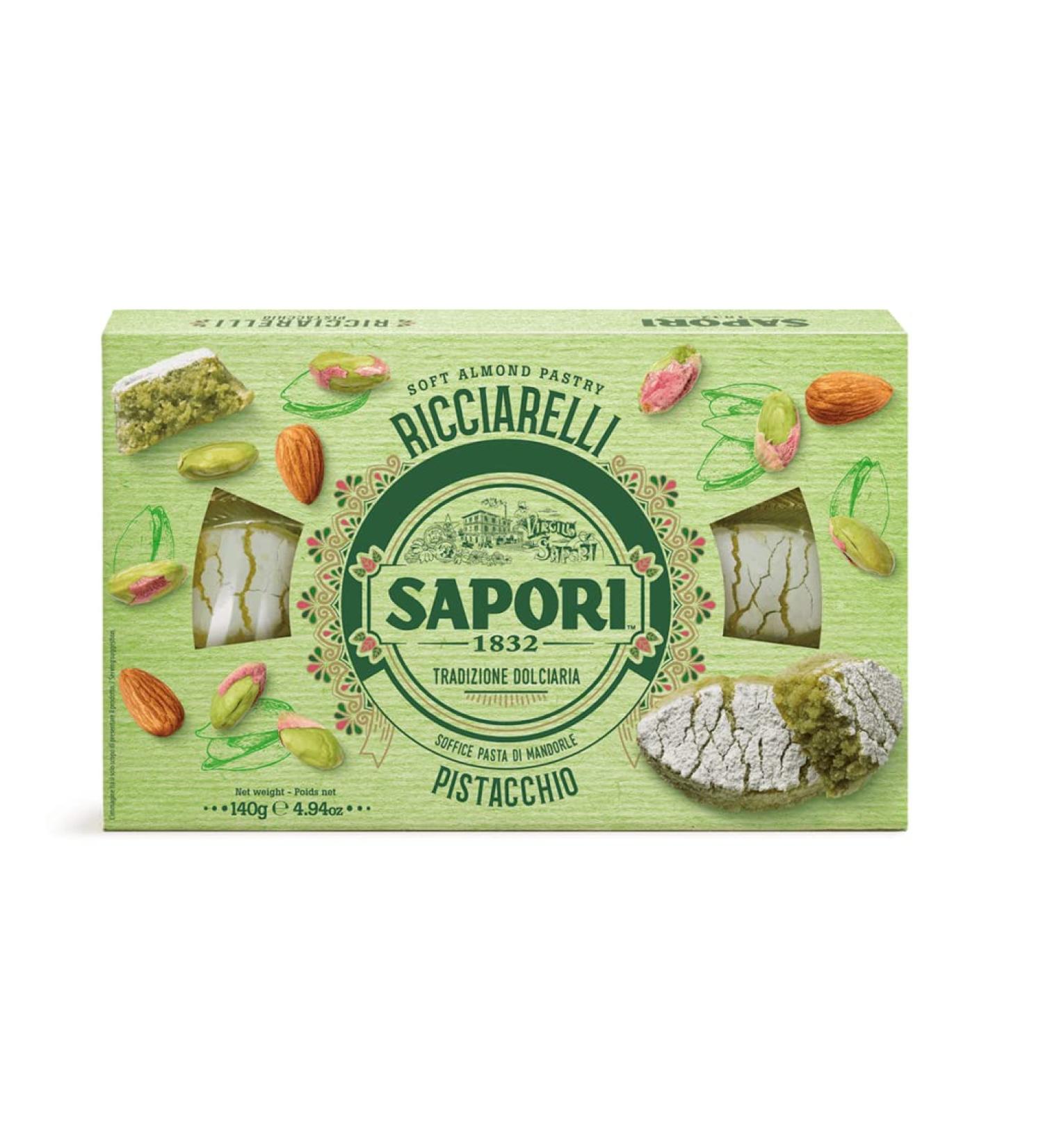 Sapori Flavors Ricciarelli al Pistacchio Almond Paste Pistachio Almond 140g Italian Christmas Specialties