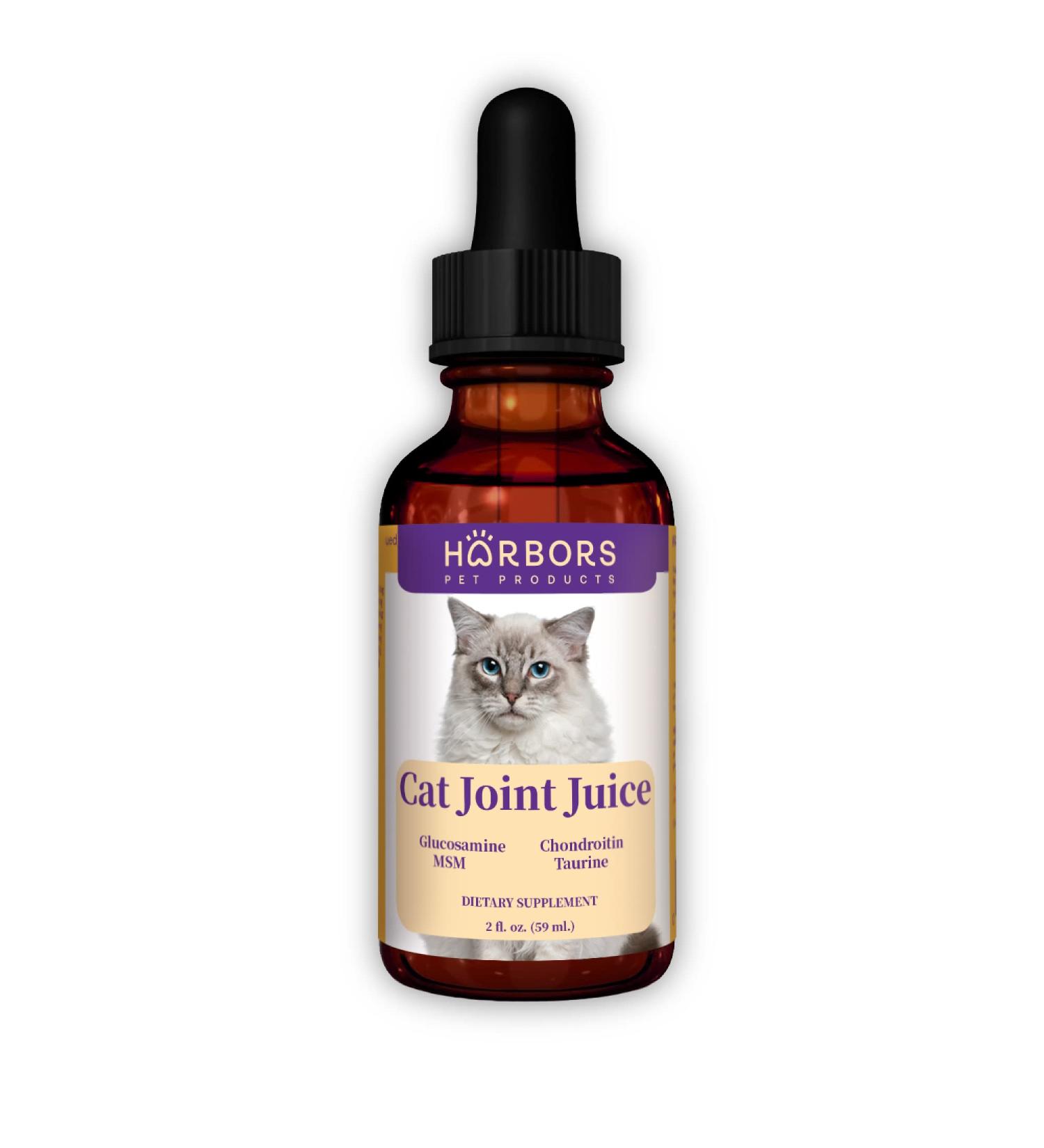 Harbor's Joint Juice 59ml - Cat Joint Supplement for Fast Pain Relief & Younger Hips | Glucosamine, MSM, Chondroitin, Hyaluronic Acid | Yummy Organic Beef Flavor - Buy Online on GoSupps.com