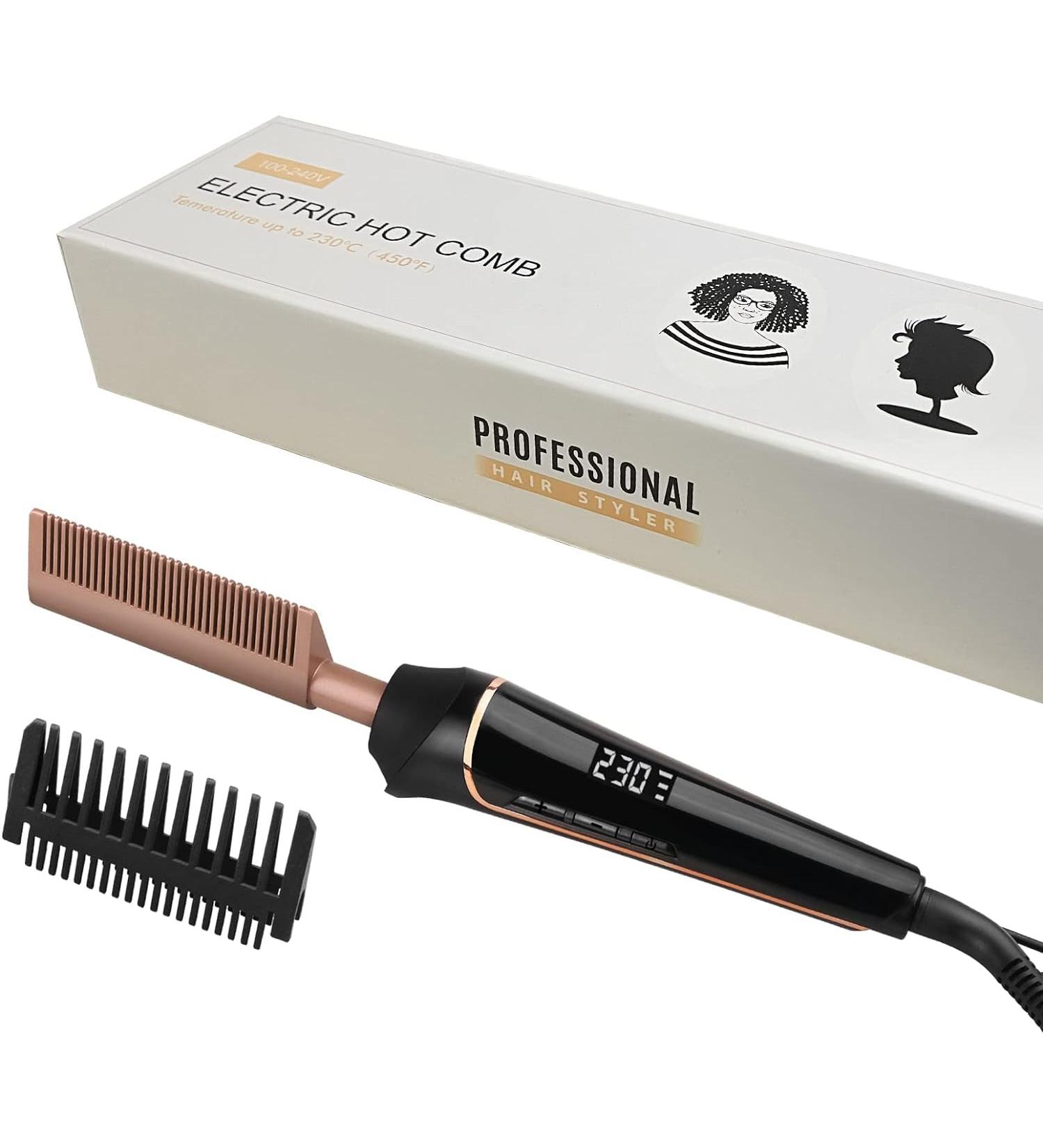 80 C-230 C Hot Comb for Afro Hair & Lace Wigs | Janelove Ceramic Smoothing Brush with HD LCD Display | Quick Heating Beard Comb for Men - Buy Online on GoSupps.com