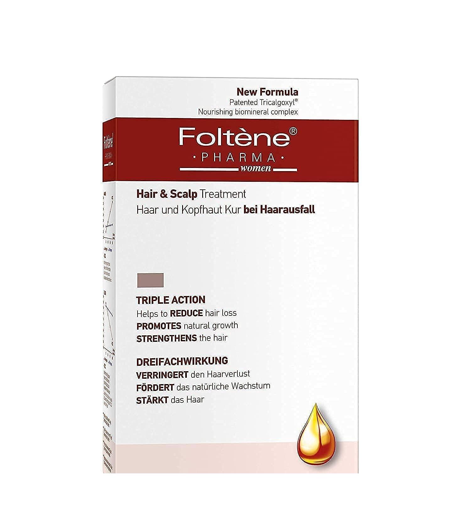 Foltene Hair and Scalp Treatment for Women - Promotes Thicker, Stronger, Healthy Hair - 12 Single-dose Bottles - Buy Online on GoSupps.com