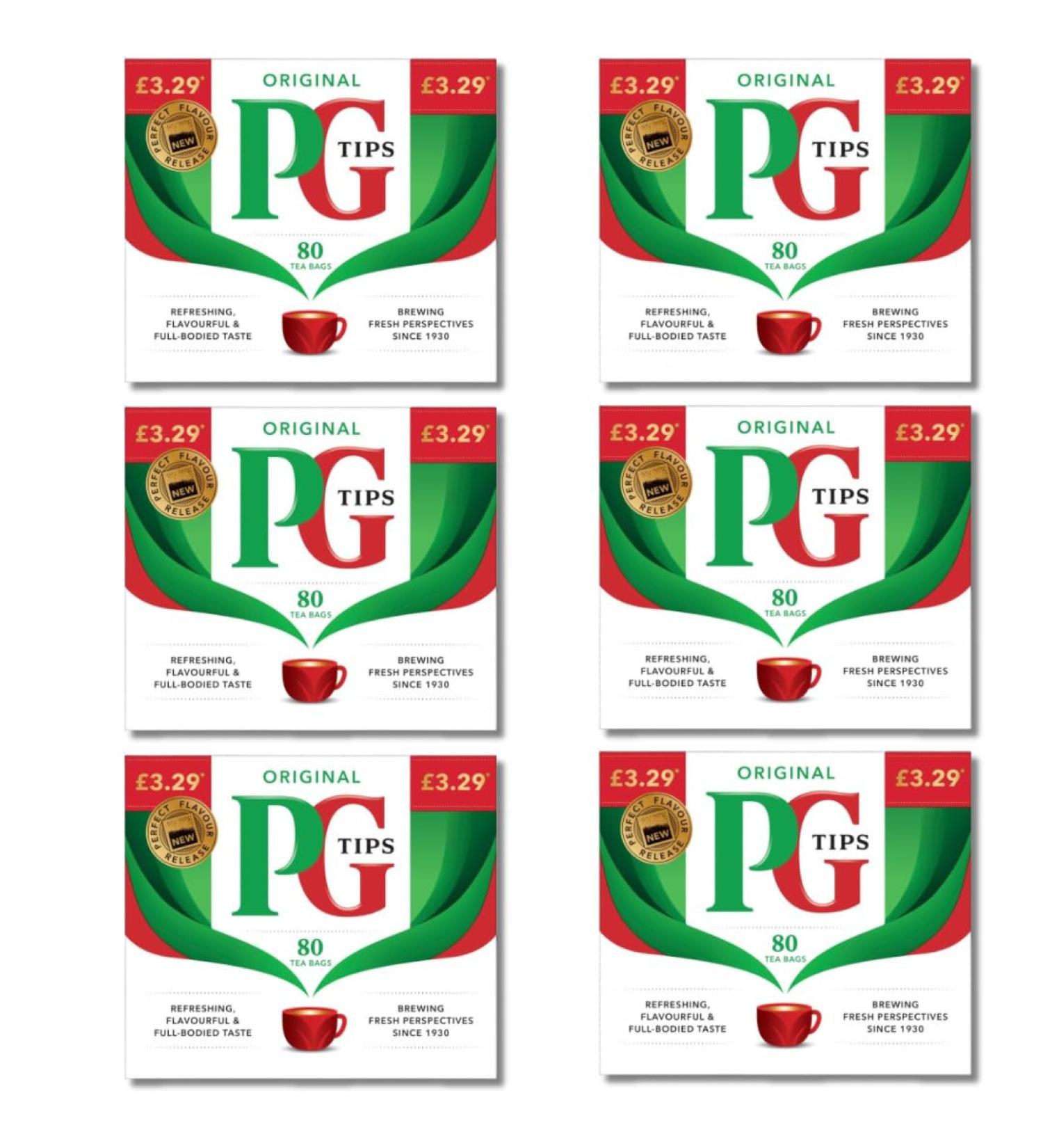 Tea Bags Bulk PG Tips Compatible Original 80s PM (6x80bags (480 bags))