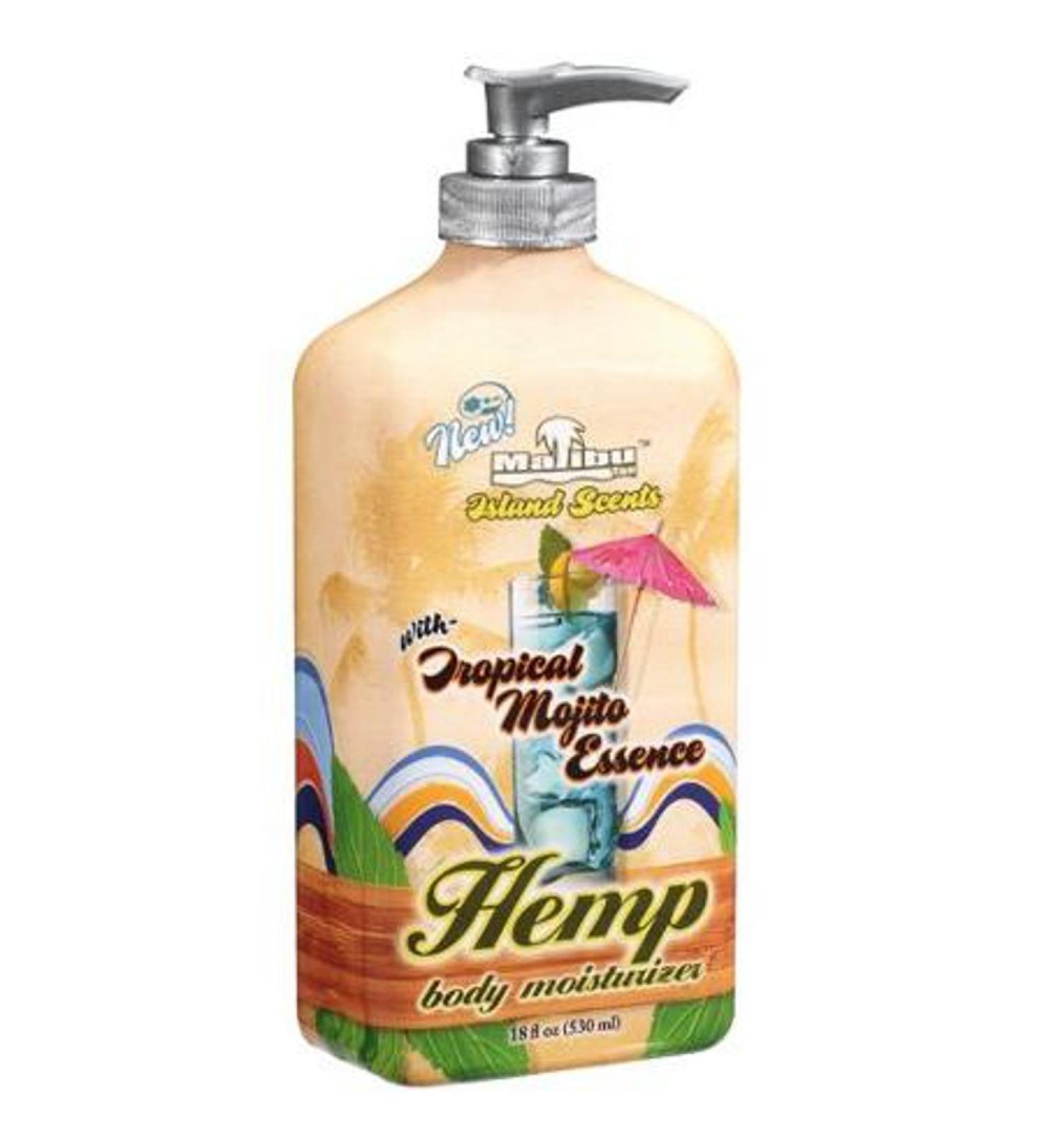 Malibu Hemp Body Moisturizer  Island Scents with Tropical Mojito Essence  18 fl OZ