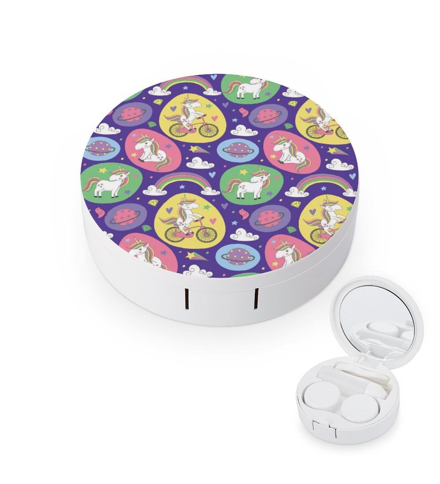 Magic Pattern with Unicorn Contact Lens Travel Kit Portable Cute Contact Box with Mirror for Daily Outdoor - Buy Online on GoSupps.com