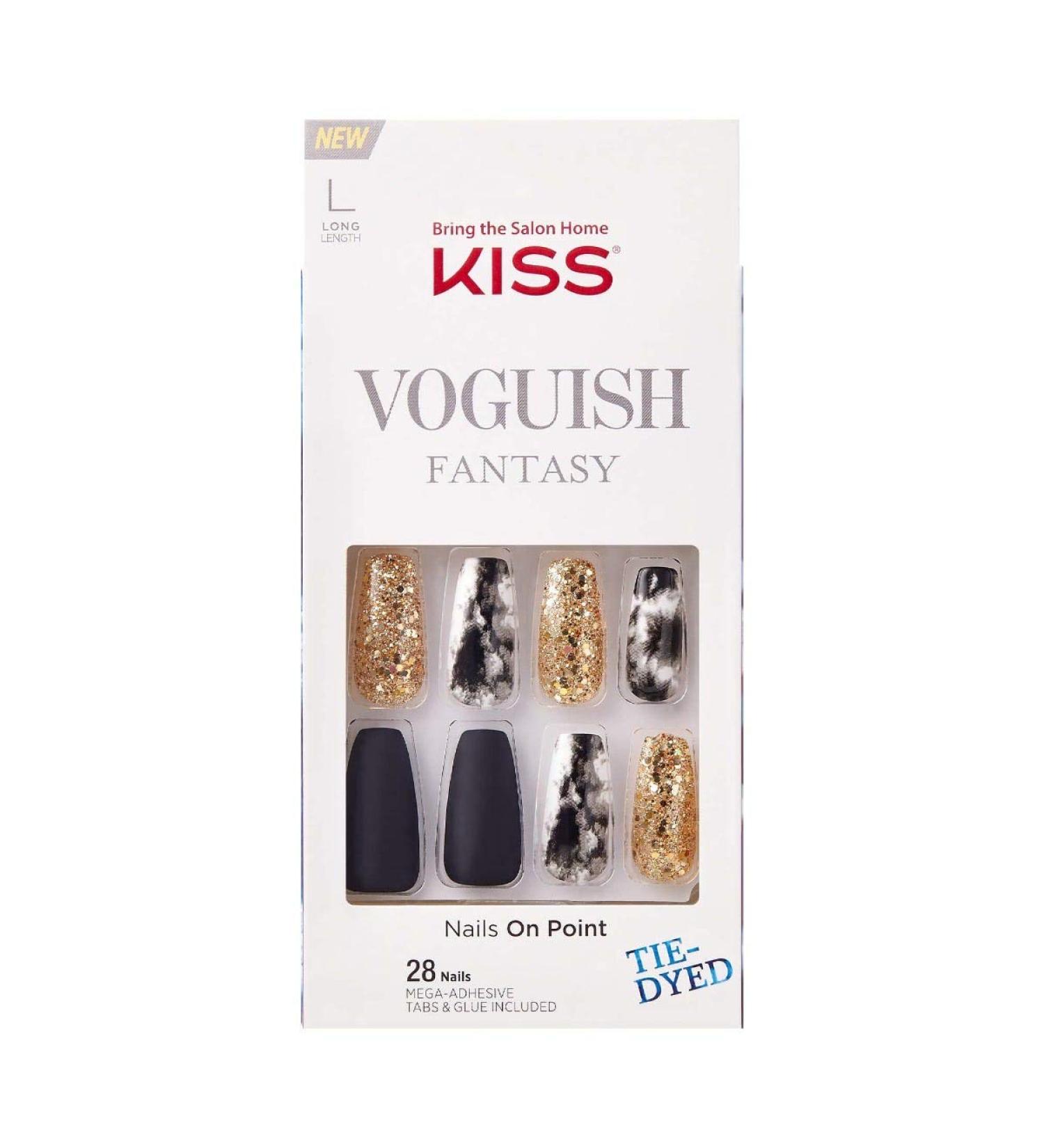 KISS Voguish Fantasy New York Gel Nails Kit - Long Length, Press-On/Glue-On, 24 Adhesive Tabs, Glue, Manicure Stick, Mini File - Buy Online on GoSupps.com