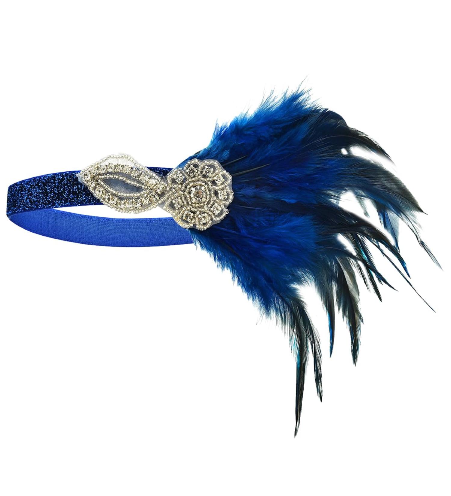 ENILSA Feather Headband Women Lady Retro Feather Flapper Beautiful Feather Headband Blue Headwear Retro Style Accessories for Costume Prom Wedding Party Costume Accessories - Buy Online on GoSupps.com