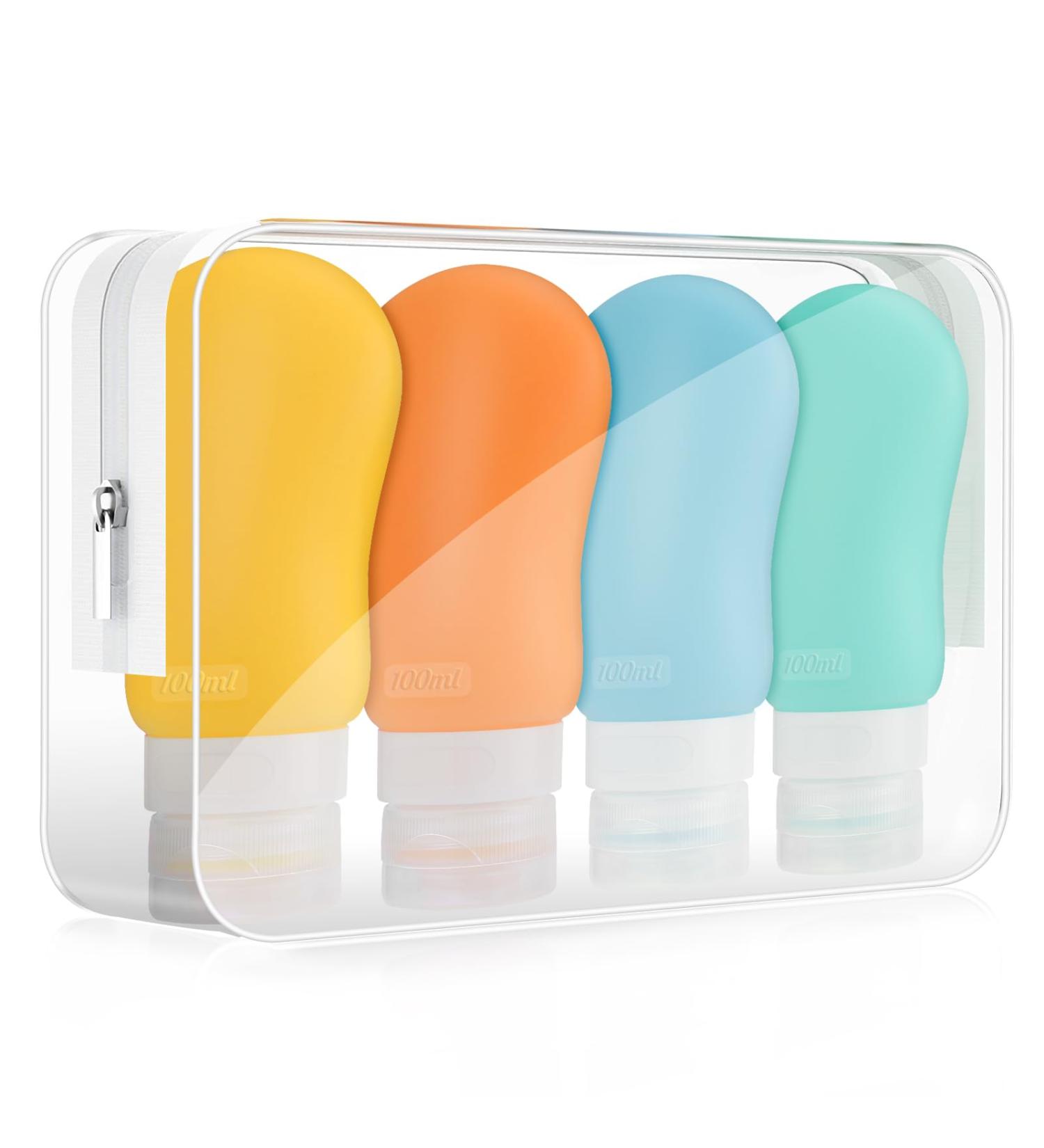 Olycism 100ml TSA Approved Silicone Travel Bottles Set - BPA Free, Clear Storage Bag - Perfect for Business or Personal Travel - Buy Online on GoSupps.com