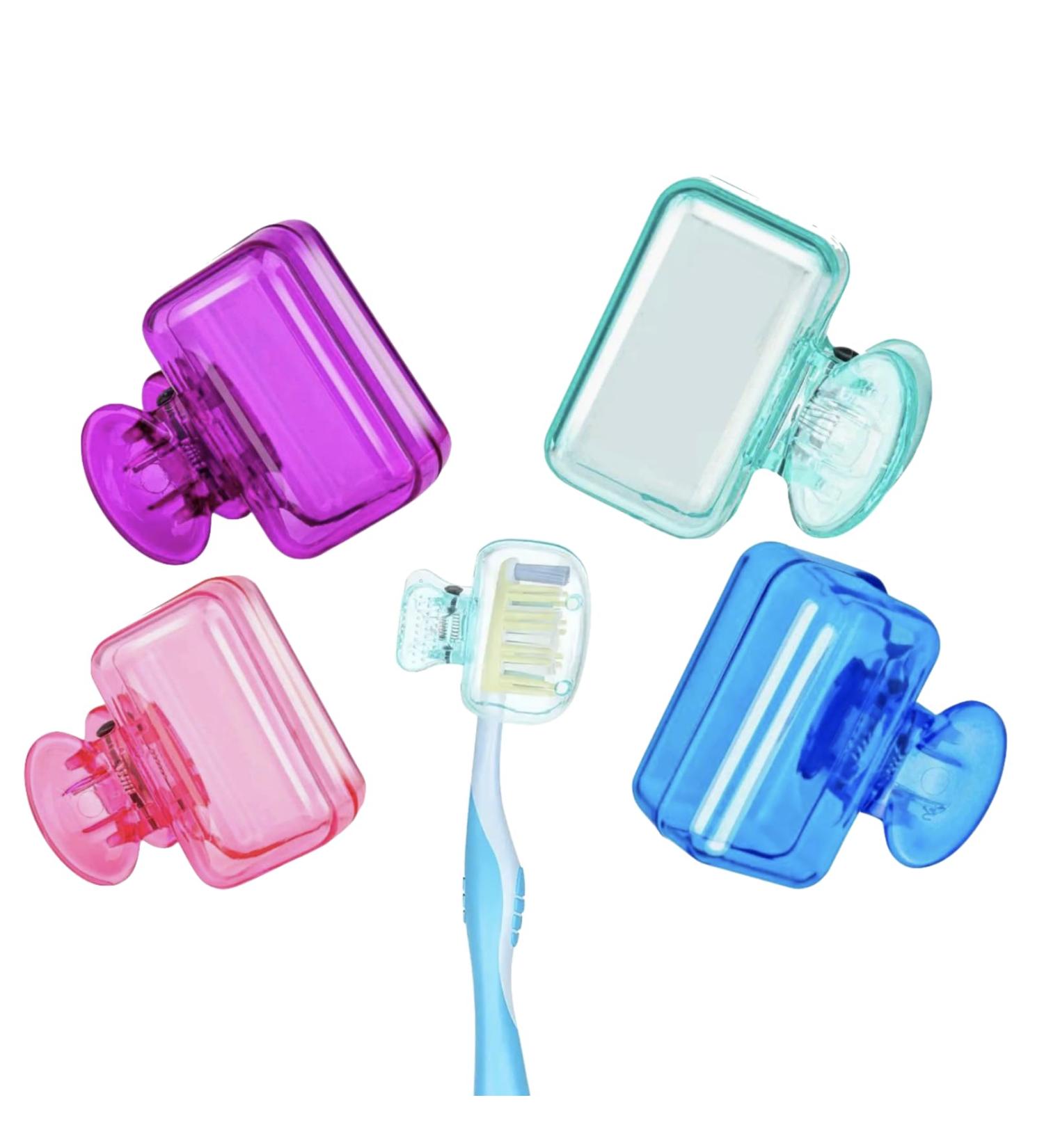 Electric Toothbrush Cover - Hygienic Dustproof & Recyclable Bristle Protection | 4 Colorful Clips - Light Blue & Blue - Buy Online on GoSupps.com