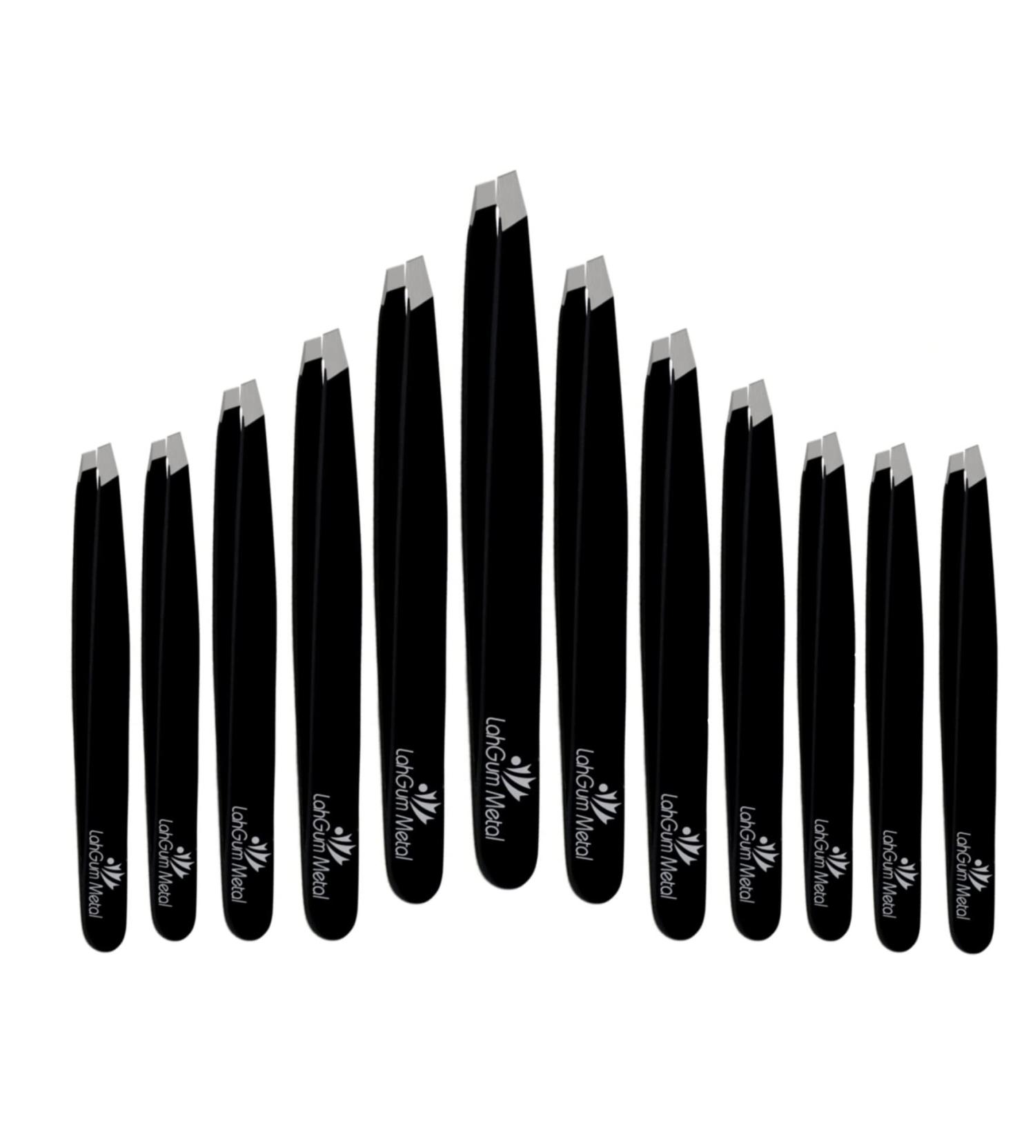 12 Piece Slant Tweezers Set | Bulk Pack Stainless Steel Eyebrow Tweezers | Wholesale Black Multipack | Precision Slant Tip | Variety Pack of 12 | Women's Brow Tweezers - Buy Online on GoSupps.com