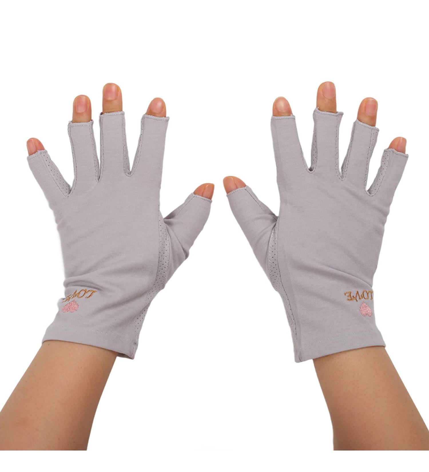 Anti UV Gloves for Gel Nail Lamp Manicure Gloves UV Protection Stretchy Breathable Fingerless Fiber Cotton Nail Lamp Gloves for Home Salon(Gray) - Buy Online on GoSupps.com