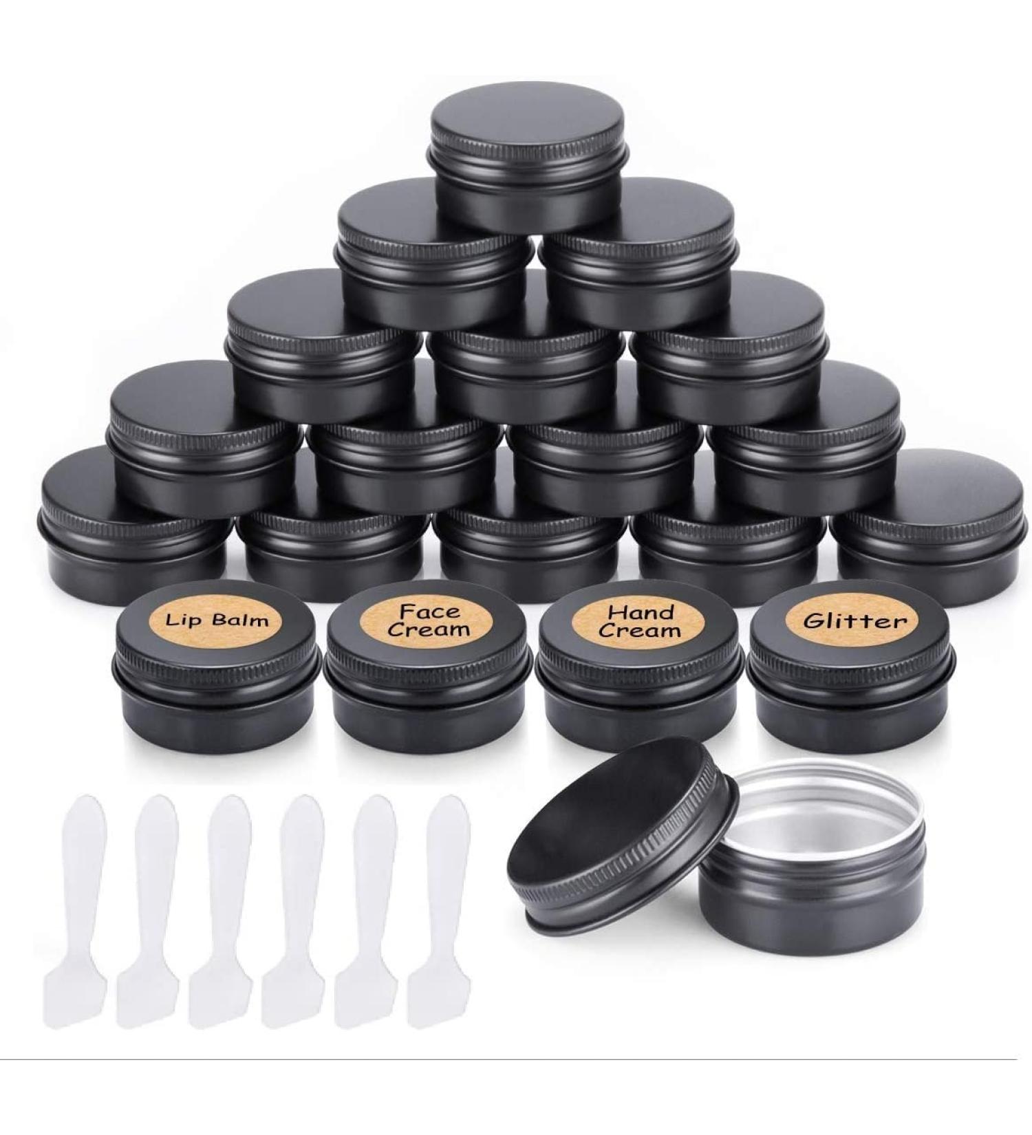 Veuwolm Aluminum Travel Cream Can (30 pcs) with Stickers - 15ml Screw Cap for Lip Balm & Cosmetics - Buy Online on GoSupps.com
